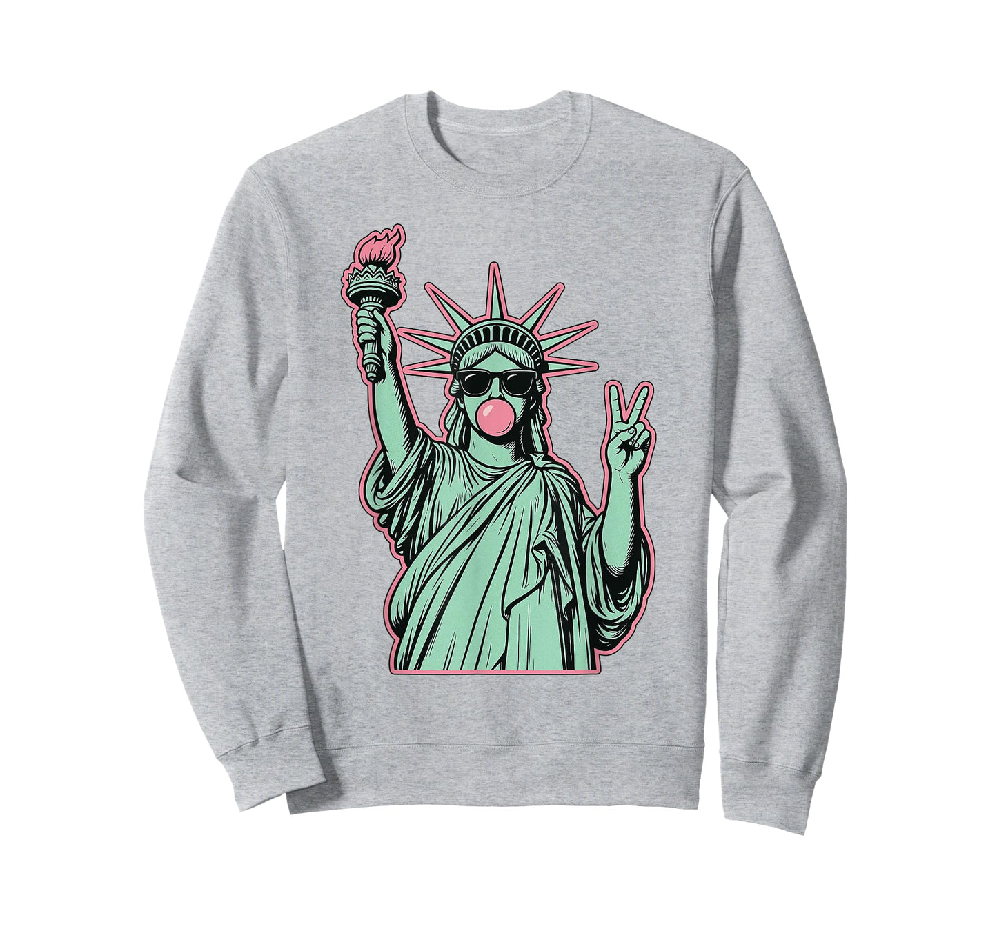 Funny 4th Of July Statue Of Liberty Blowing Bubble Gum Girl T-Shirt
