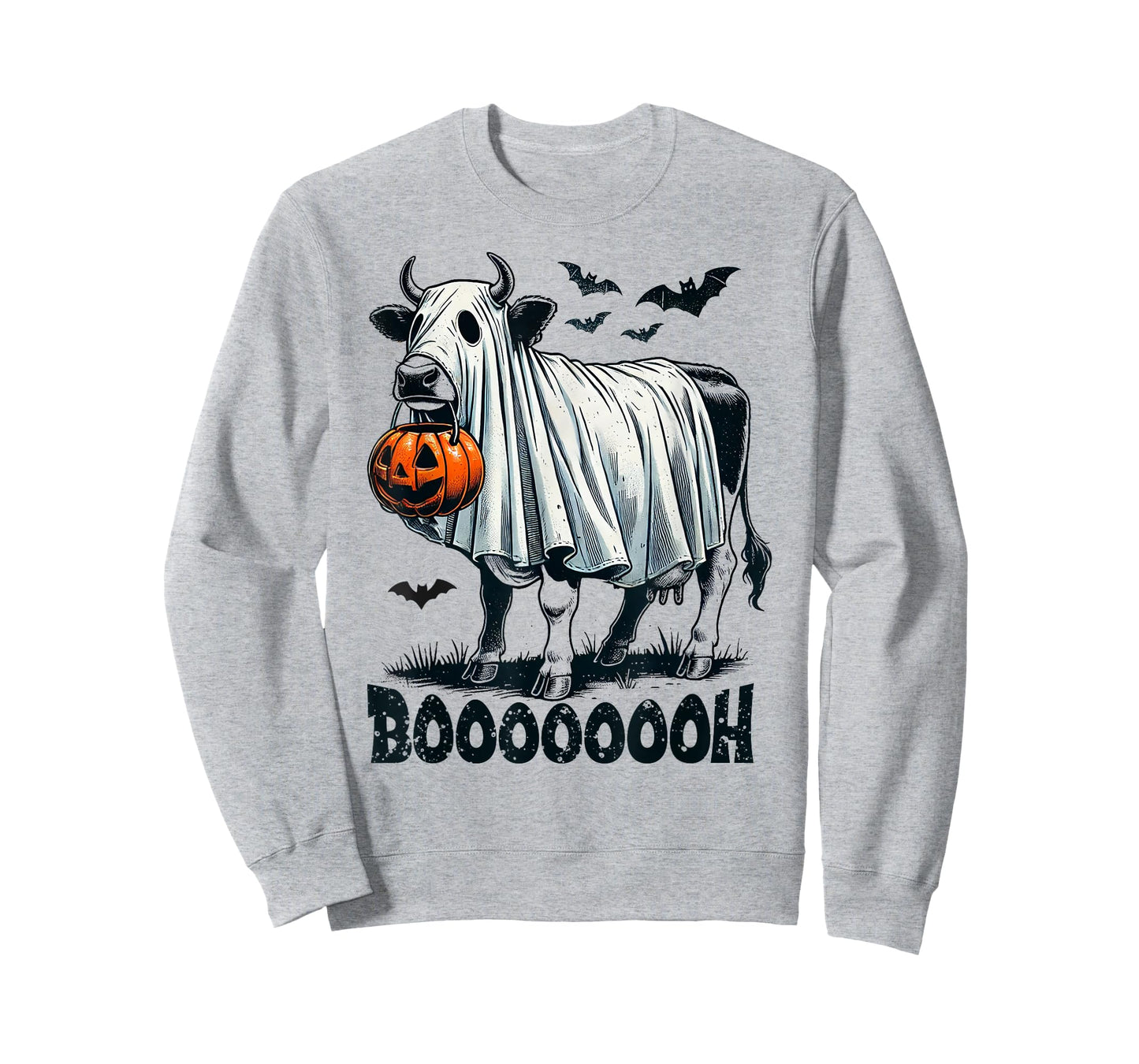 Cow Ghost Halloween Cattle Trick Or Treat Jack O Lantern Boh T-Shirt