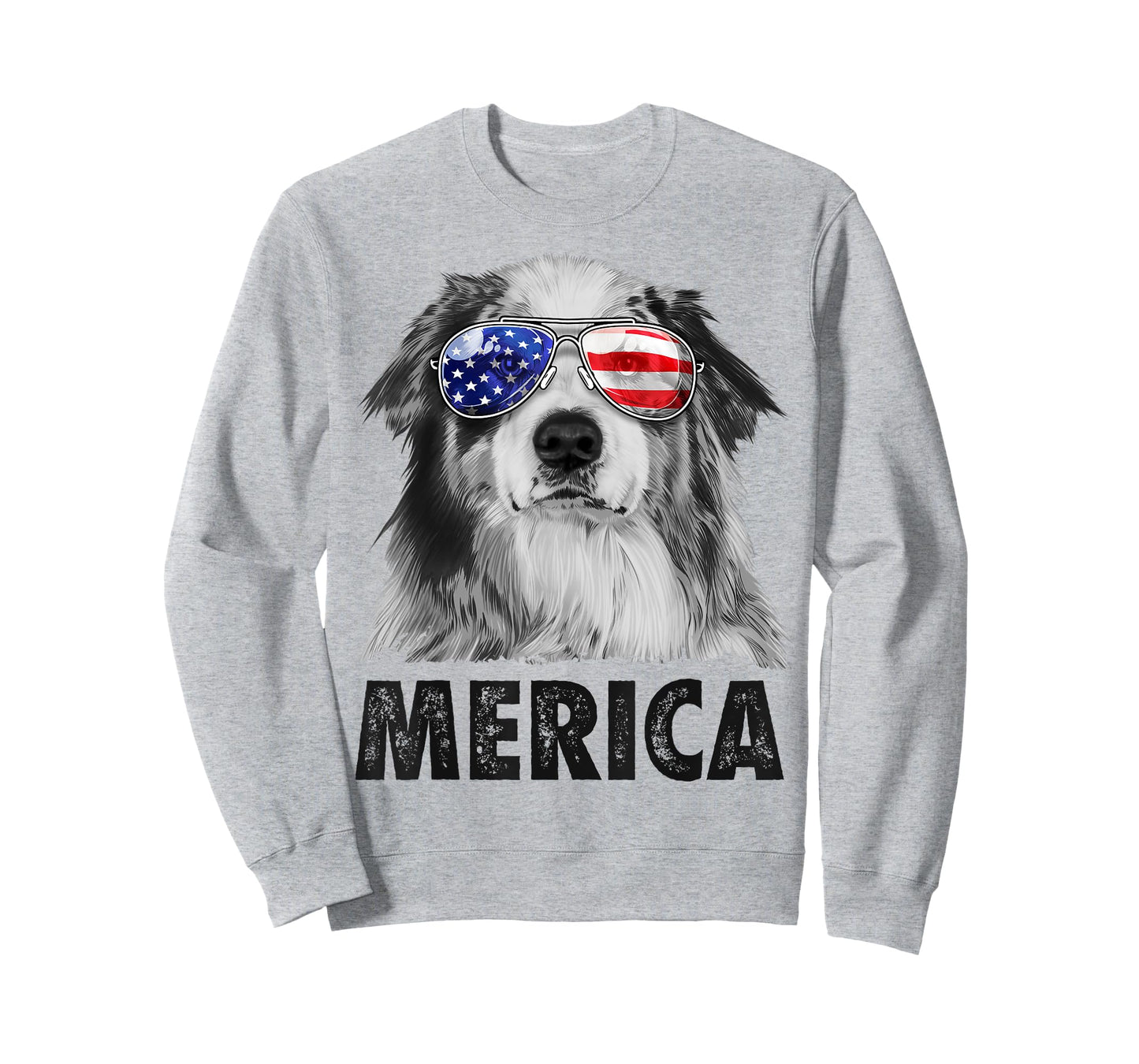 Aussie Australian Shepherd 4th of July Merica American Flag T-Shirt