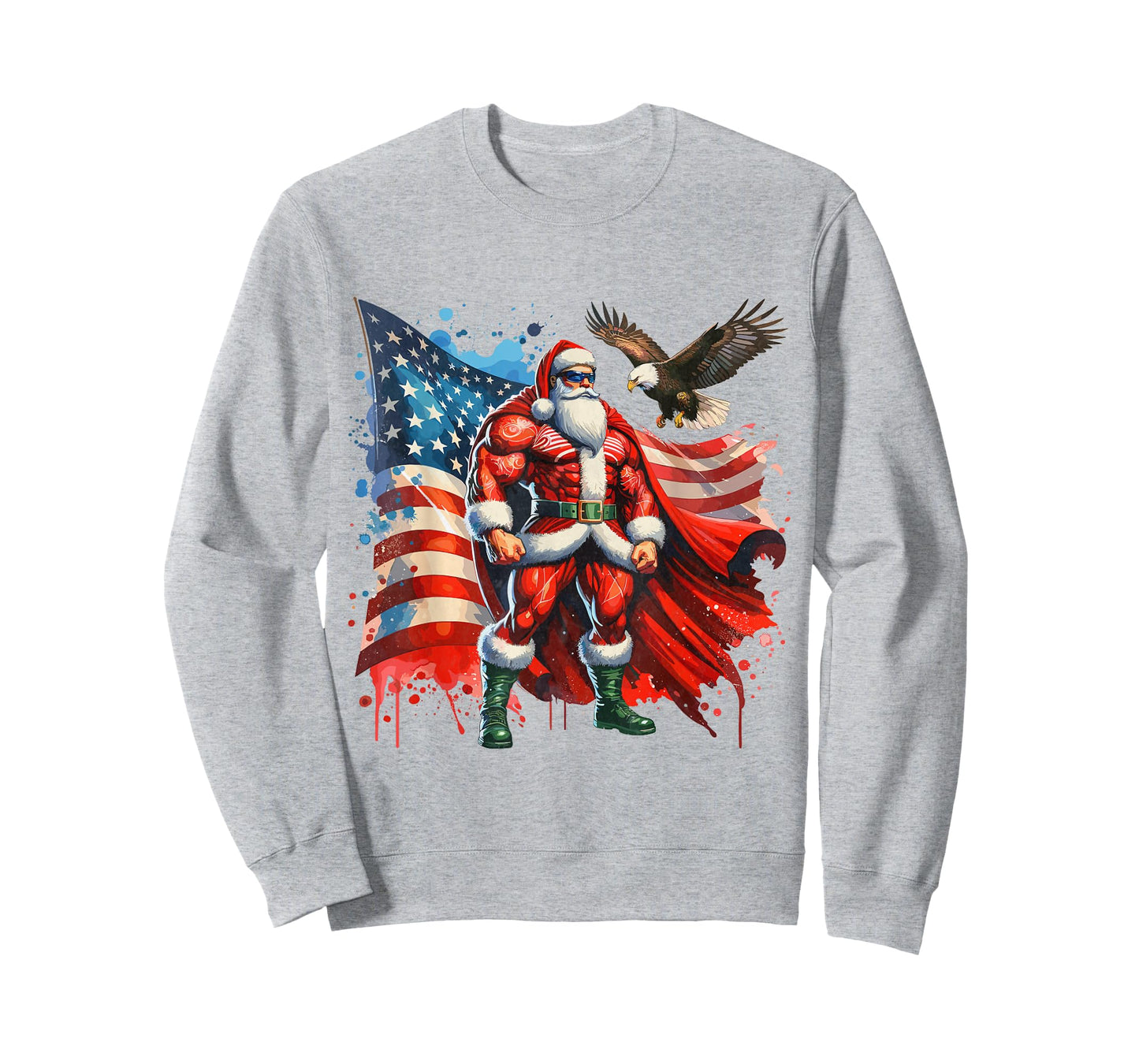Funny Santa Claus Vintage Patriotic American flag T-Shirt