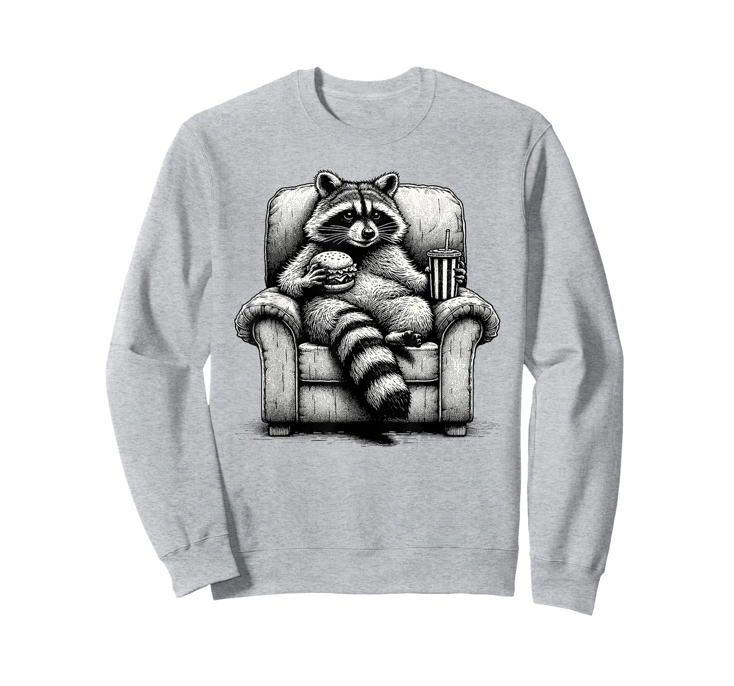 Raccoon In Armchair Eating Burger Raccoon T-Shirt