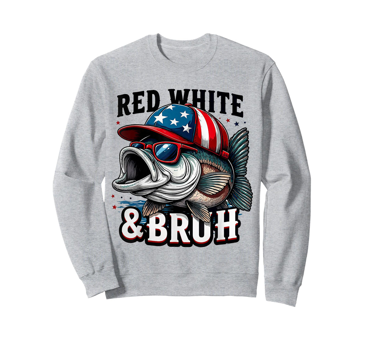 Red White Bruh Funny Fishing 4th of July T-Shirt