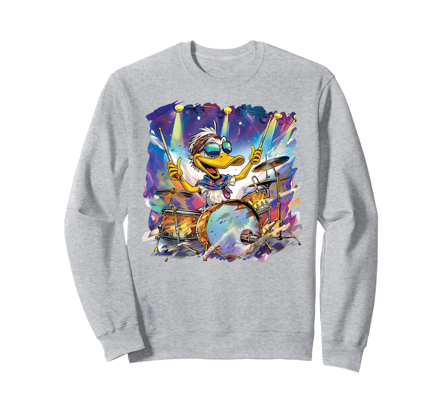 Duck Playing A Drum Set, A Funny Cute Cartoon Duck T-Shirt