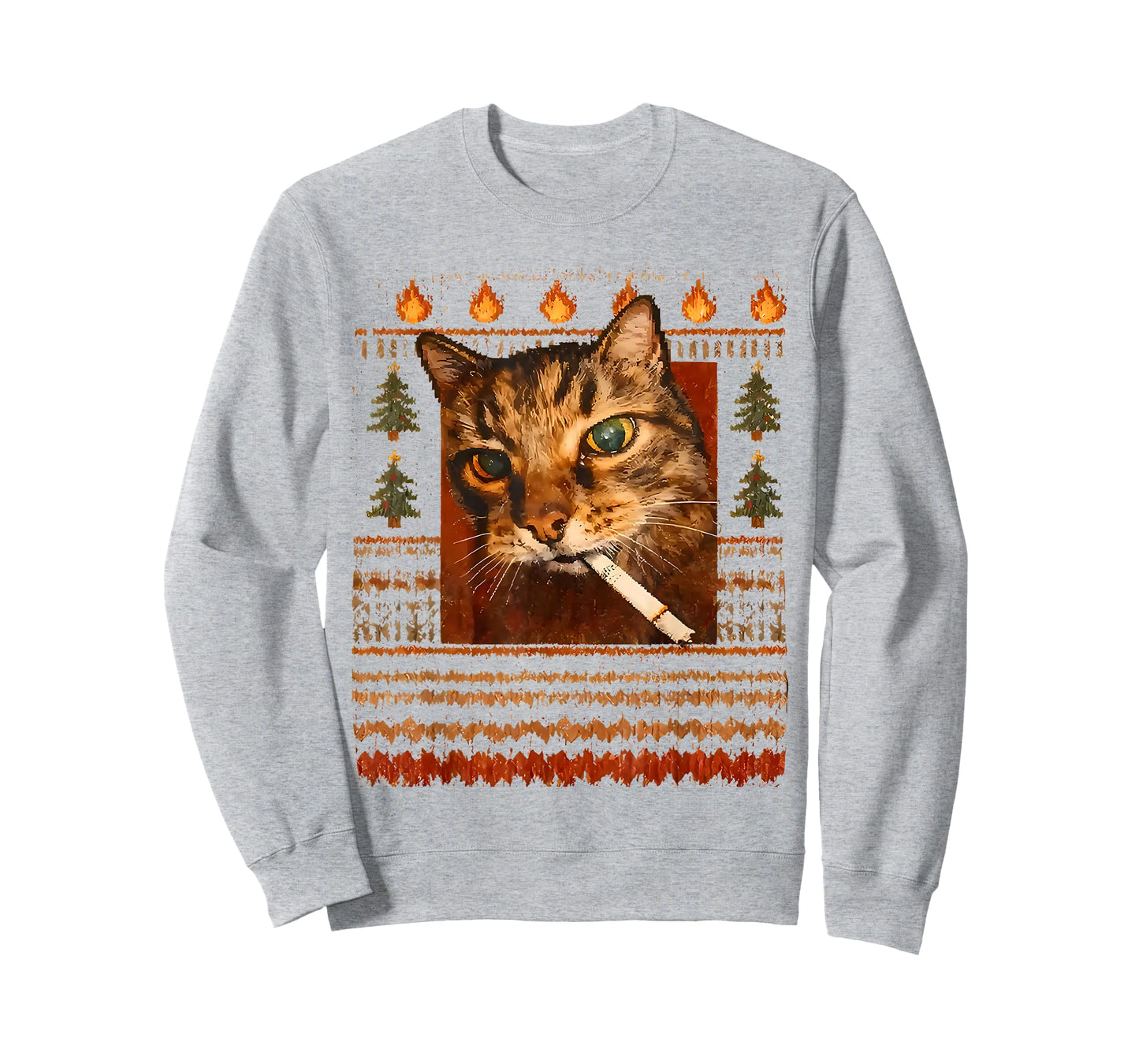 Cigarette Kitten Xmas Cat Smoking Cigarette Funny Cat Meme T-Shirt