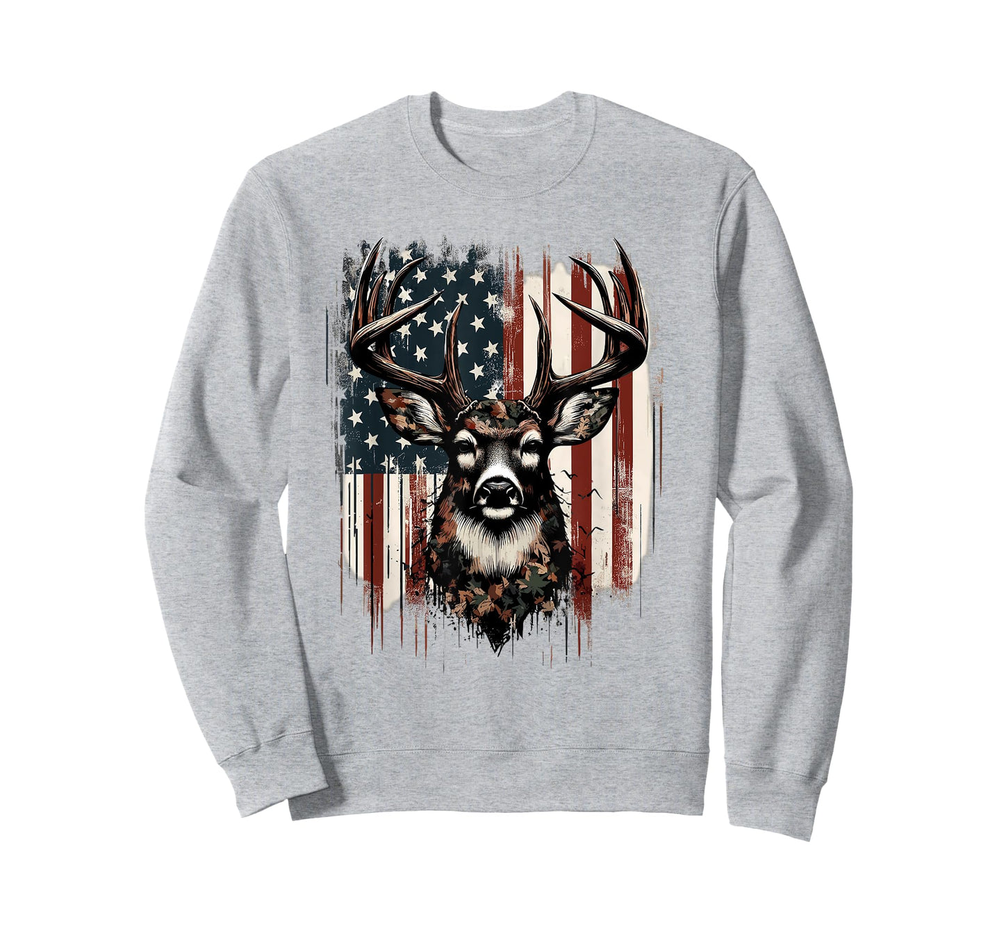 Deer Hunting American Flag Whitetail Buck Antlers T-Shirt