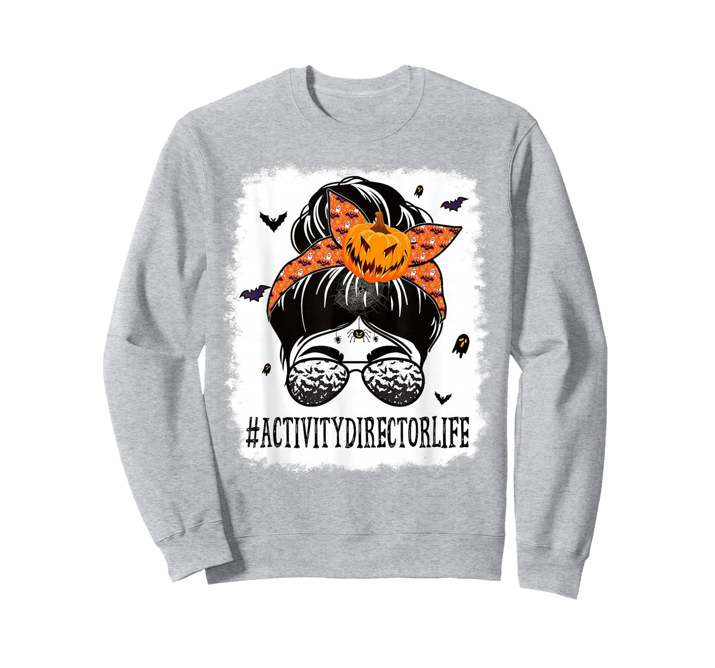 Activity Director Messy Bun Spooky Pumpkin Halloween Costume T-Shirt