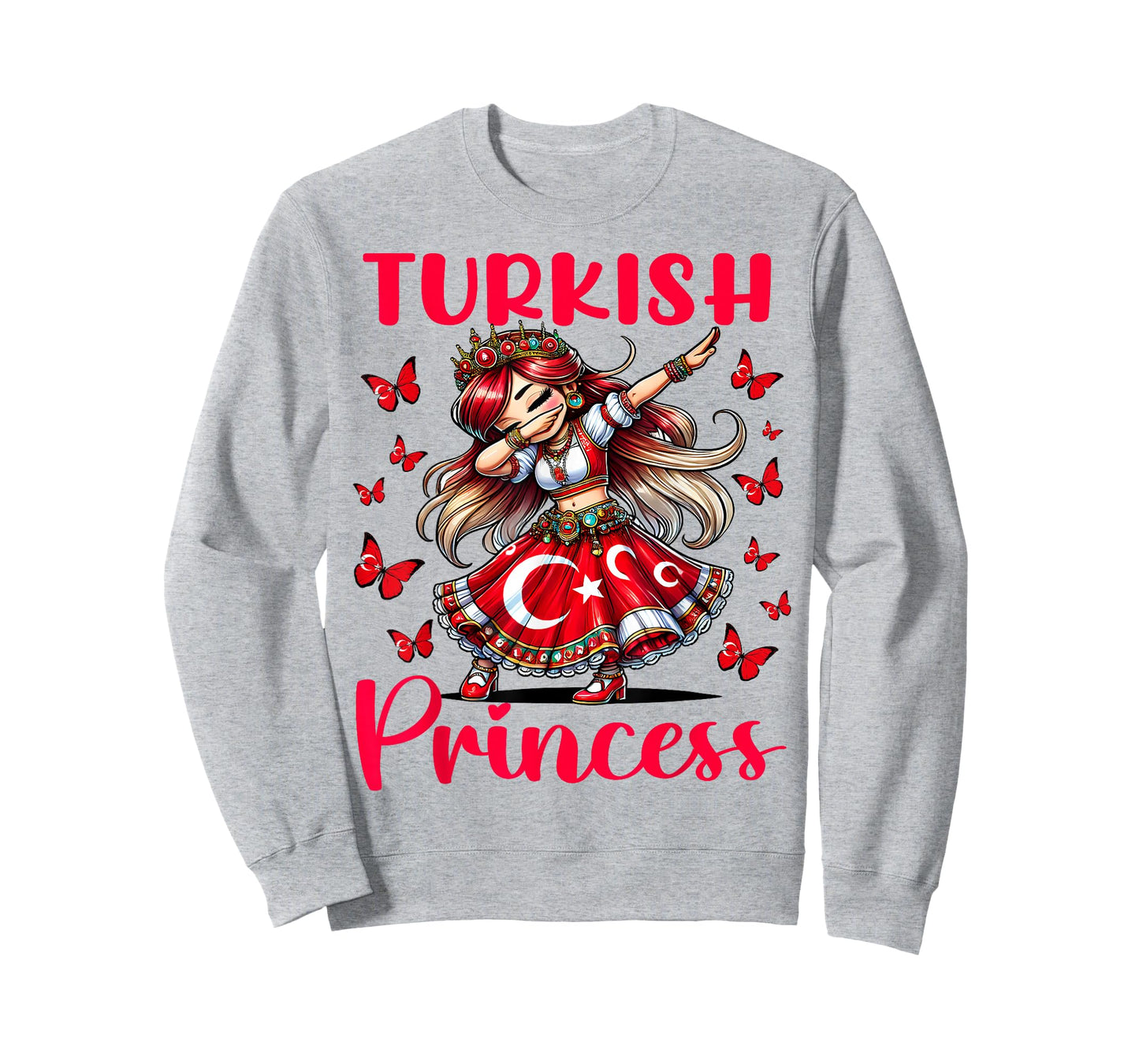 Turkish Princess Dab Girl Flag Dress Cultural Souvenir Kids T-Shirt