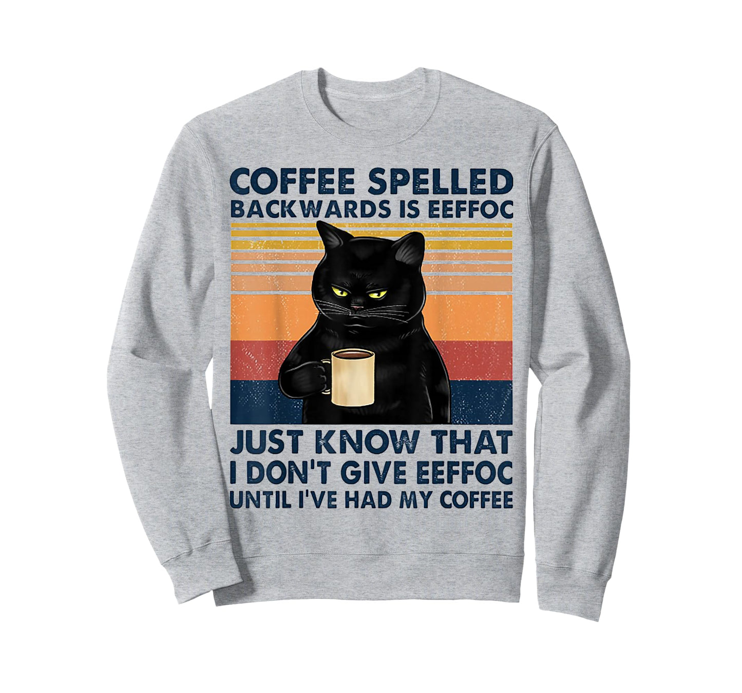 Coffee Spelled Backwards Is Eeffoc Cat Drinking Vintage T-Shirt