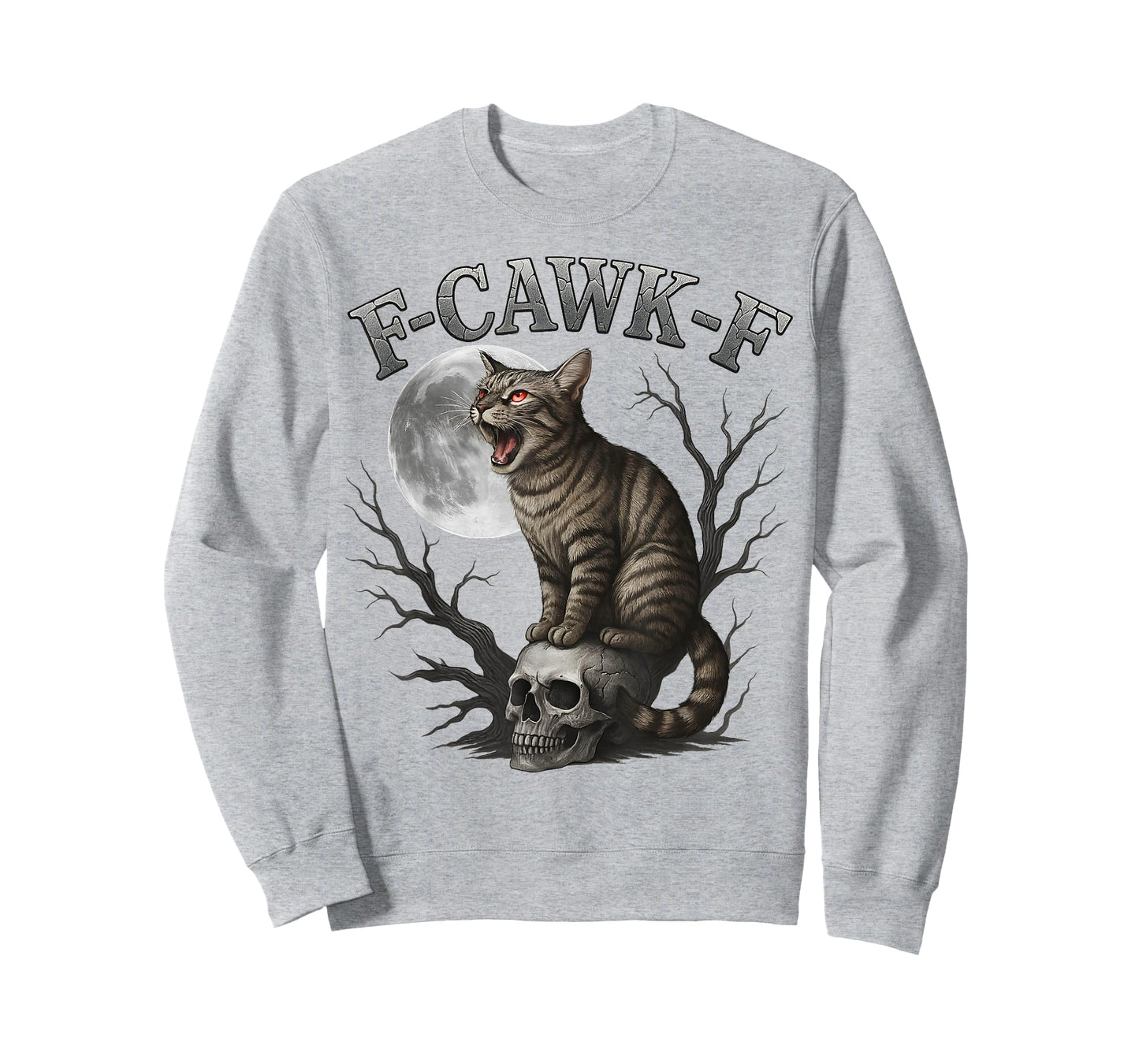 Funny F-Caw-F Cat Moon Gothic Adult FCAWF Cat Humor T-Shirt