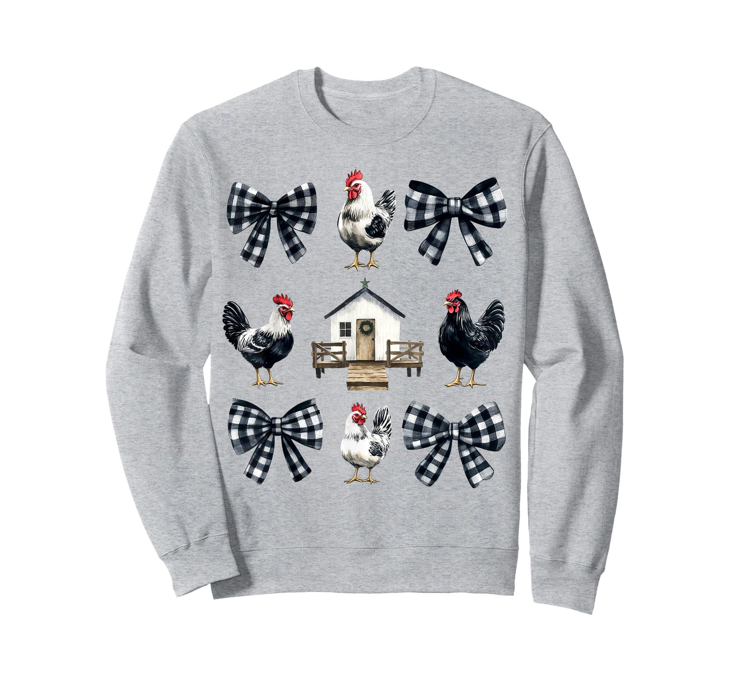 Chicken Farm Funny Aesthetic Bows Clothing Girly Womens Unisex-Kids Unisex-Adults T-Shirt Grey Small Chicken Coquette Bows Design Classic Fit
