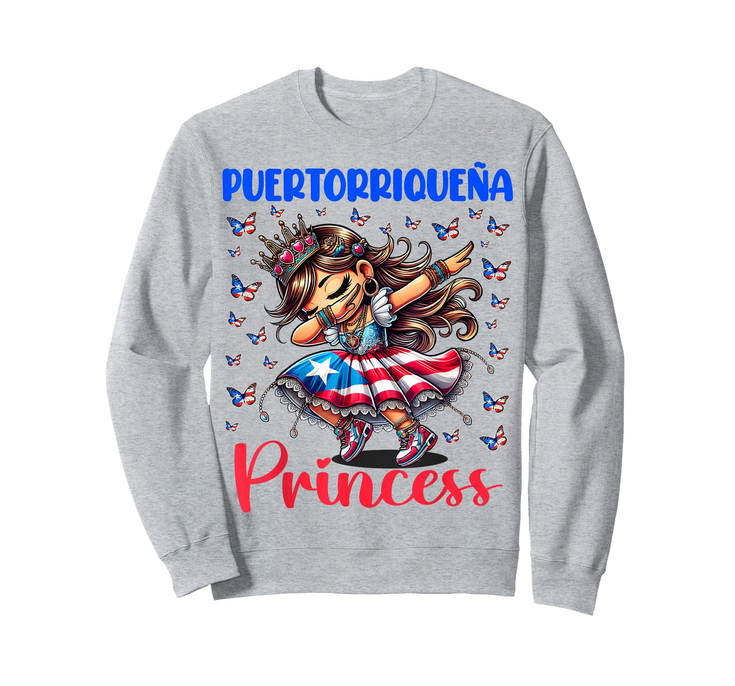 Puertorriqueña Princess Boricua Pride Girl Dabbing for Kids T-Shirt