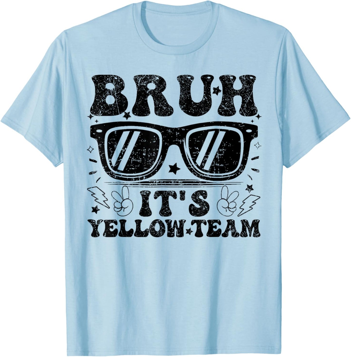 Field Day Bruh It's Yellow Team Teacher Boys Girl Peace Hand T-Shirt - T-Shirt | Light Blue