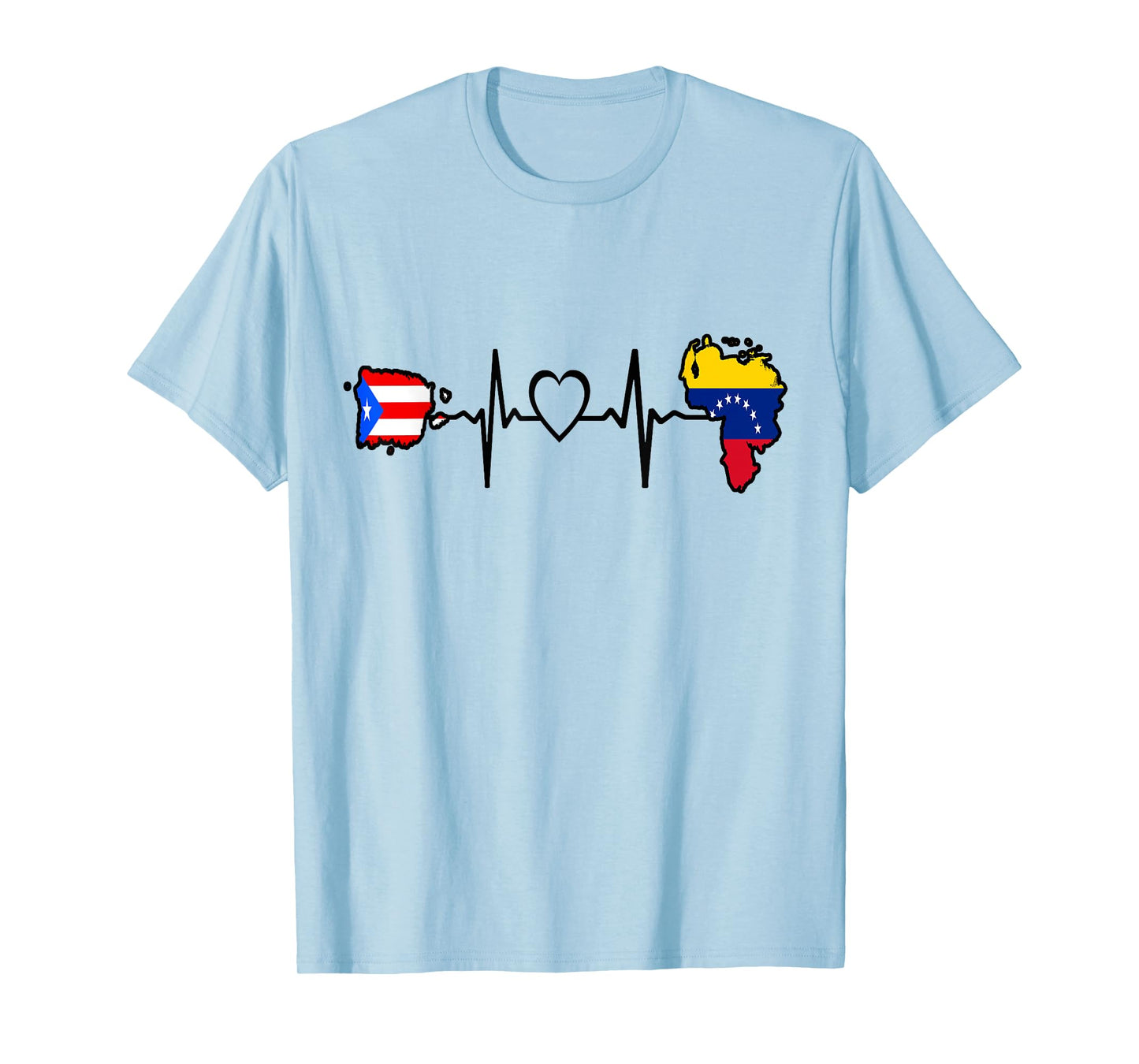 Puerto Rico Venezuela Flag Puerto Rican Venezuelan Heartbeat T-Shirt