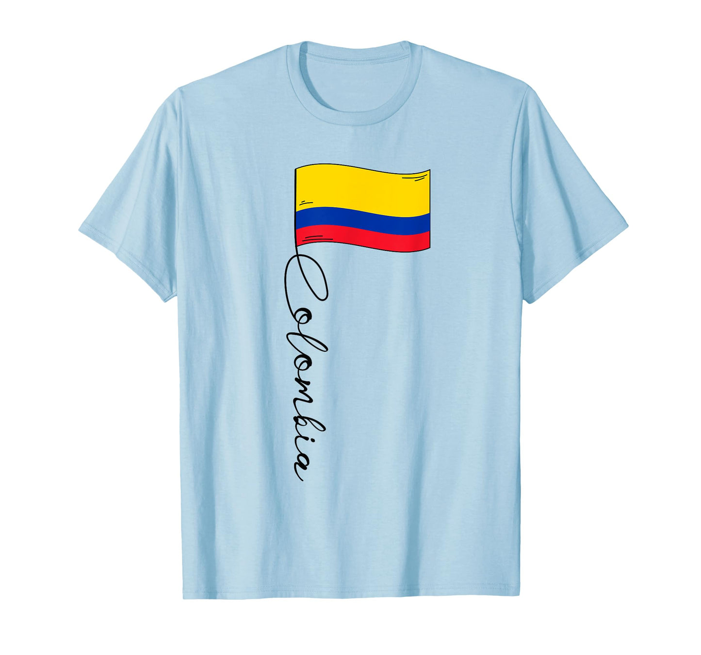 Colombia Signature Flag Pole - Patriotic Colombian Flag T-Shirt for Women Kids Men