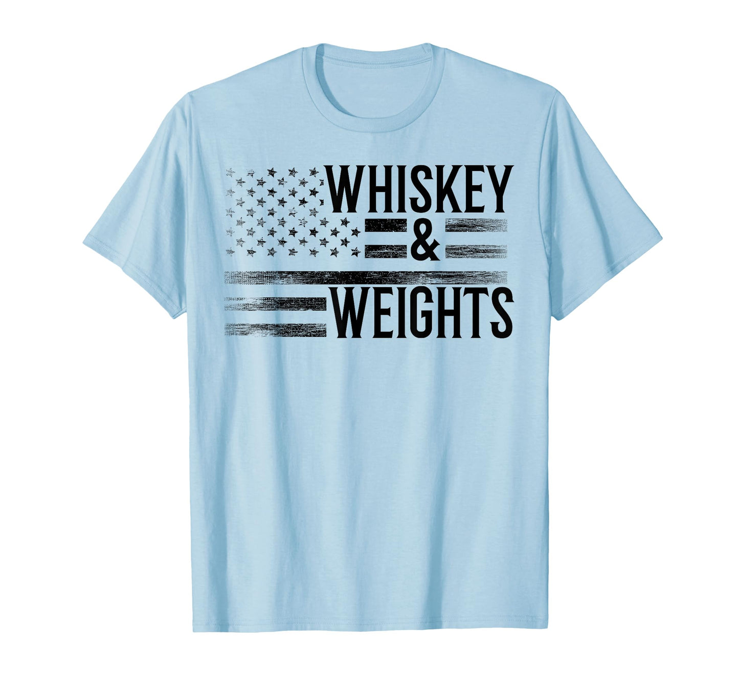 USA Flag Whisky Gym Workout - Whiskey And Weights Women Men T-Shirt