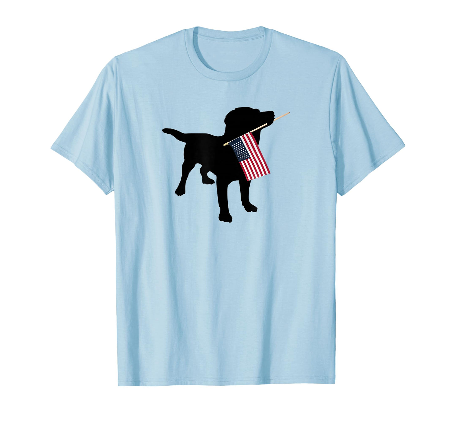 Black Lab Dog Holding July 4th Patriotic USA Flag T-Shirt T-Shirt
