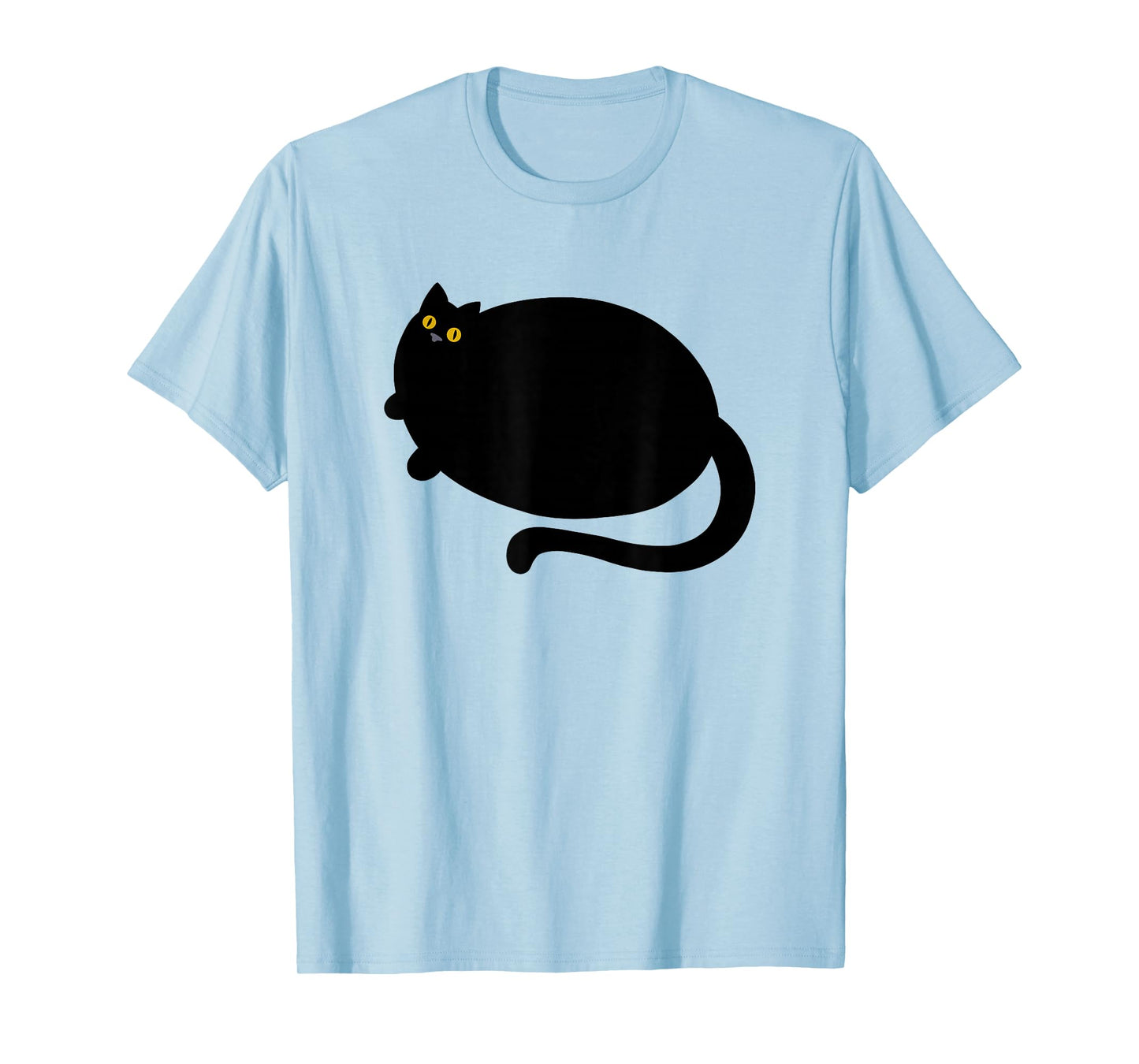 Fat Black Cat Funny BlackCat Fatty Curvy With Yellow Eyes T-Shirt
