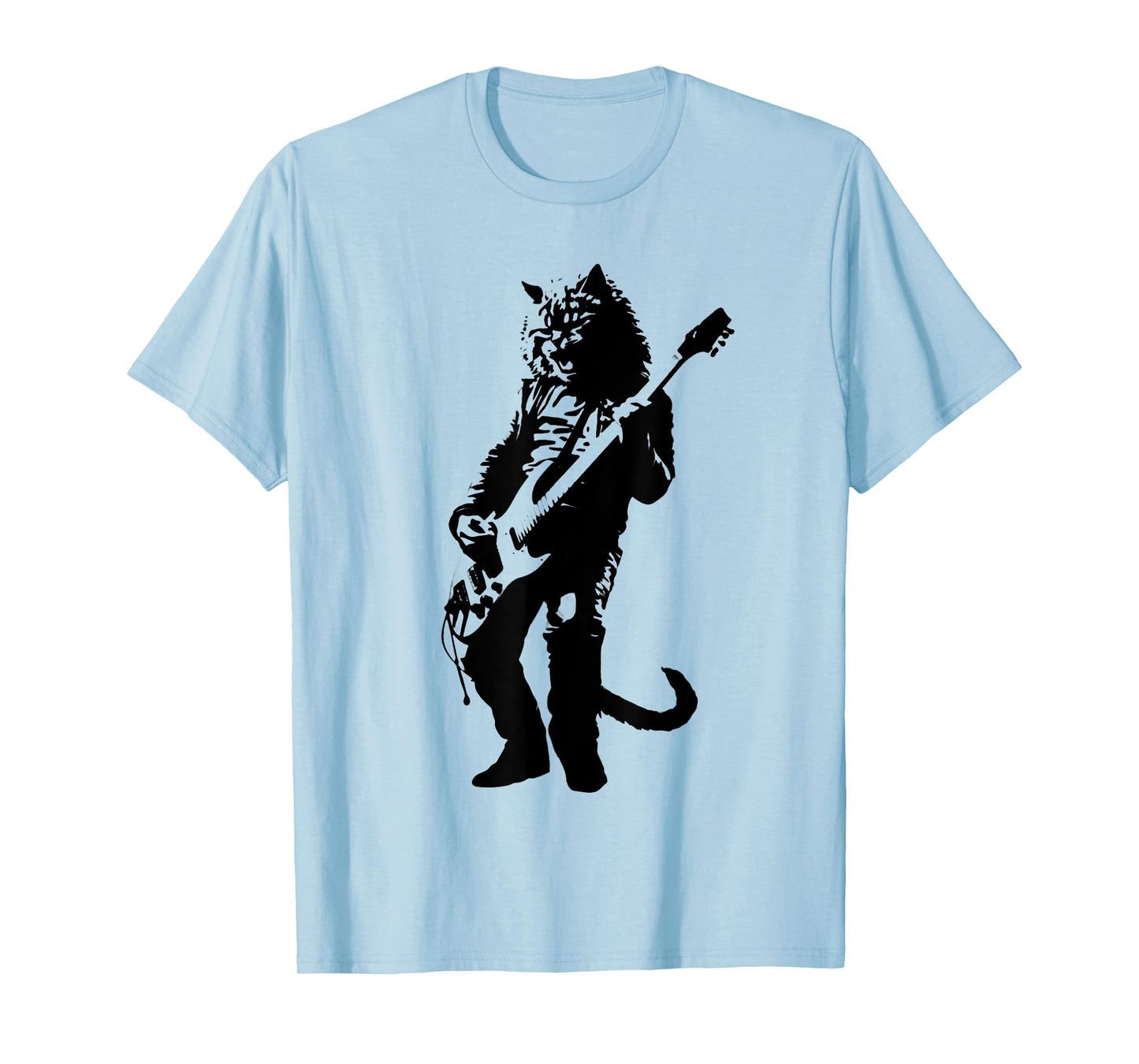 Rock Cat Playing Guitar Funny Guitar Cat Tall T-Shirt