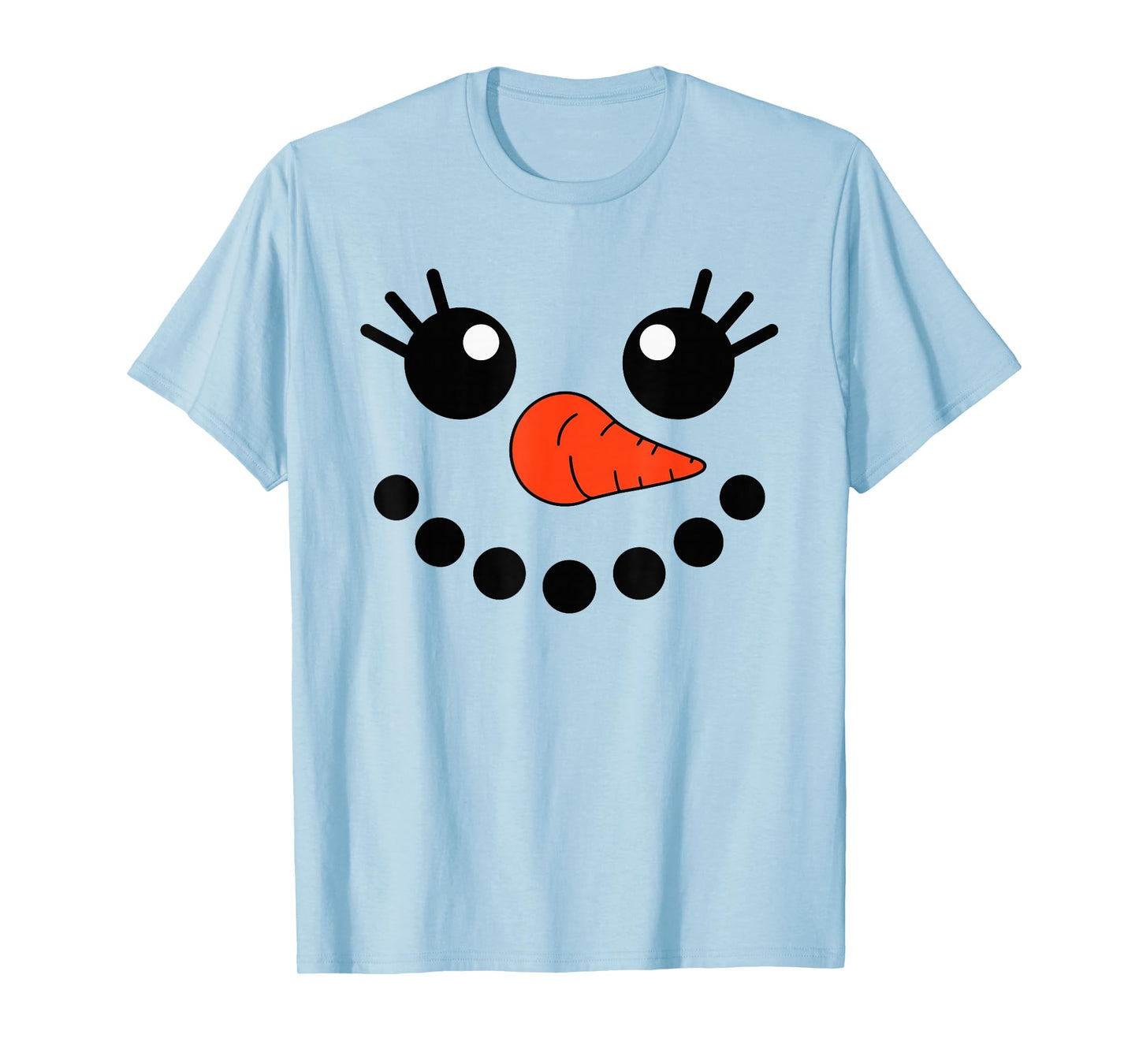Cute Snowlady Snowman Face Christmas Matching Family Party T-Shirt