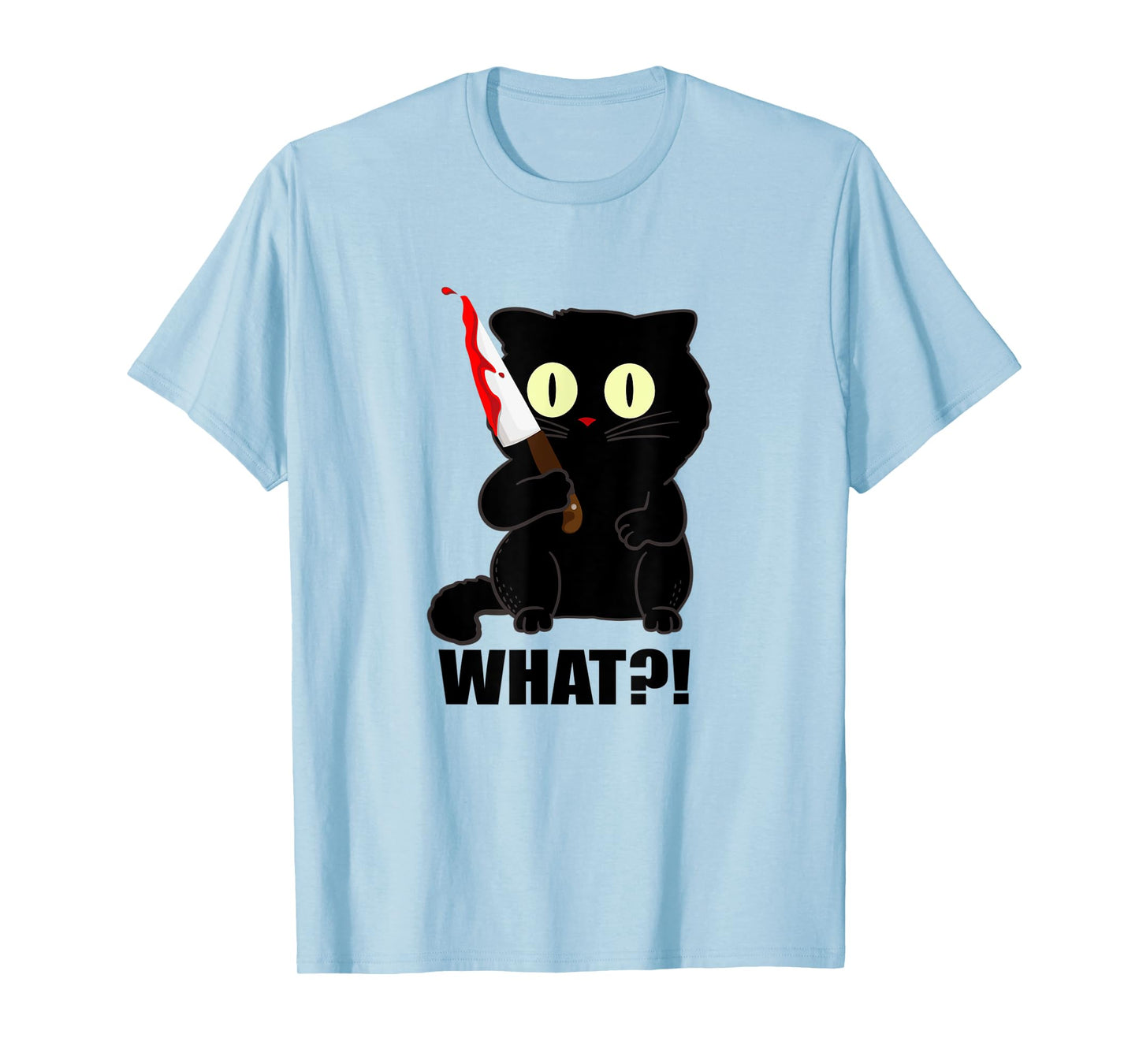 cat what funny scary black cat halloween with bloody knife Men Women T-Shirt