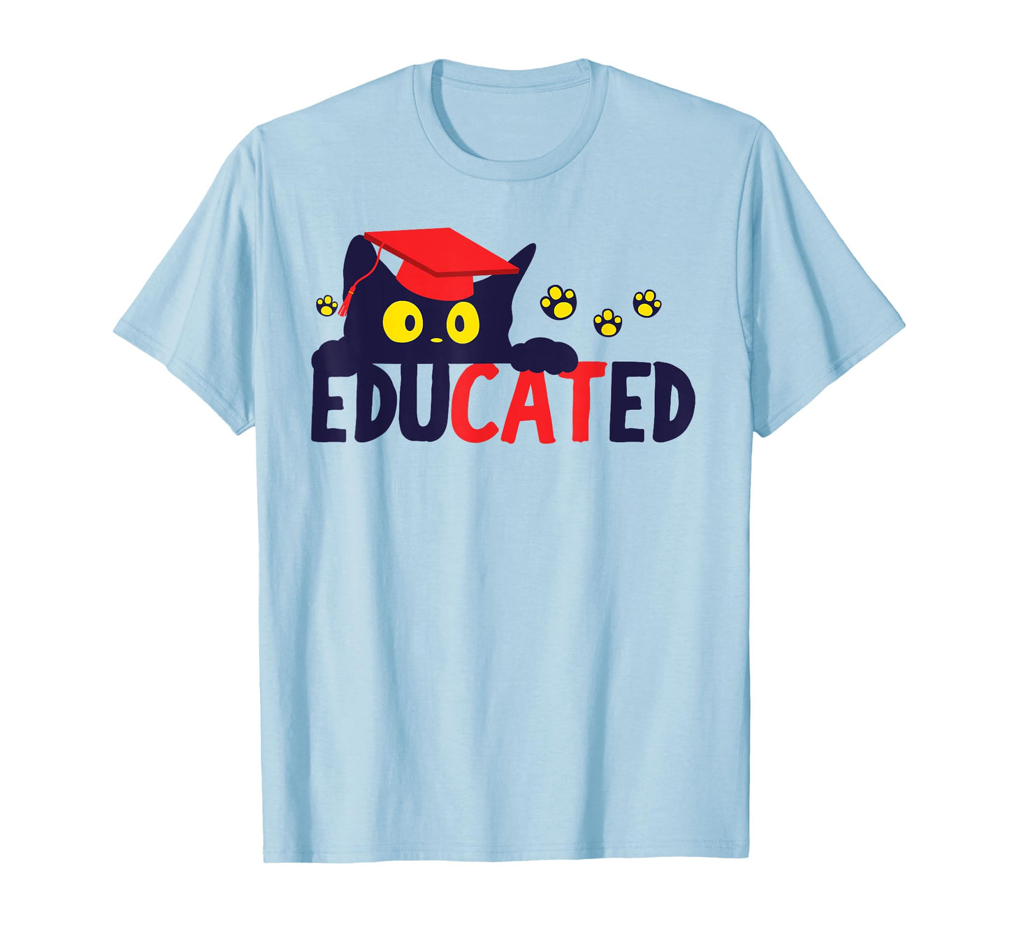 Educated Cat in Graduation Cap Funny Grad T-Shirt for Men Women