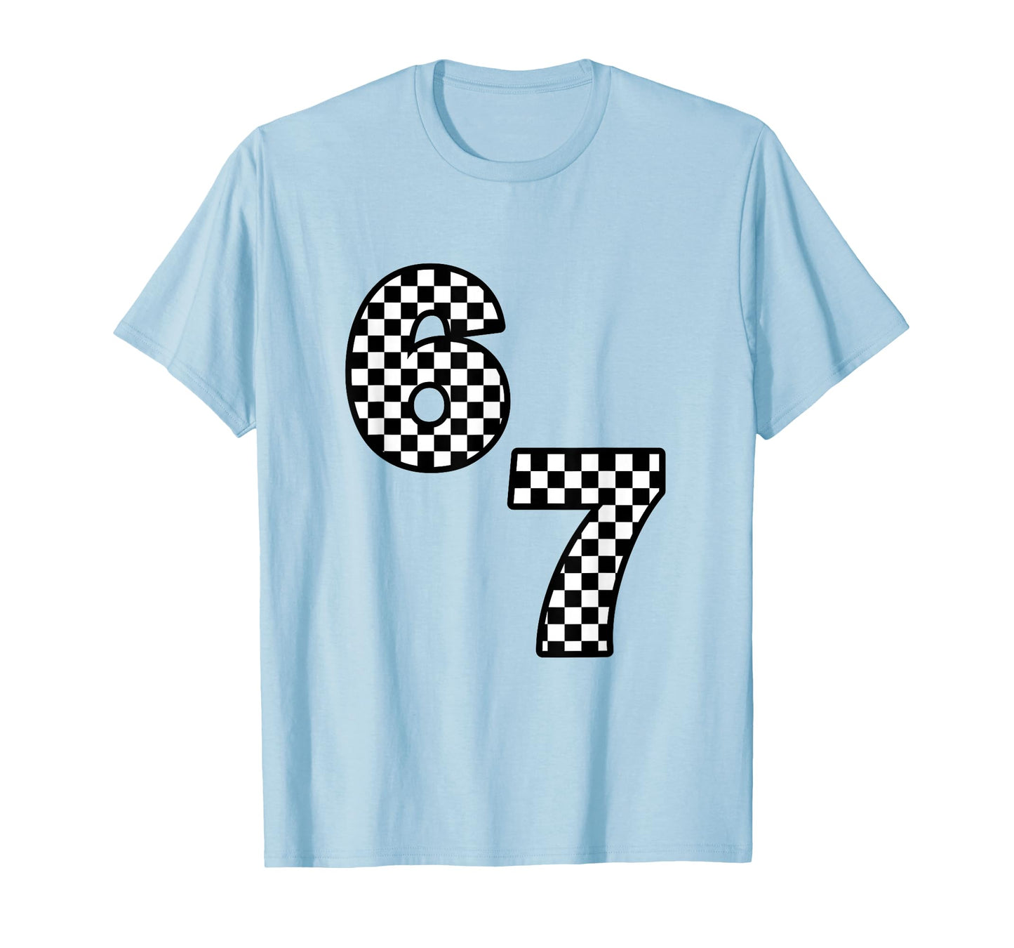 Funny Six Seven Hand 6 7 Meme Gen Alpha Slang Checkerboard T-Shirt
