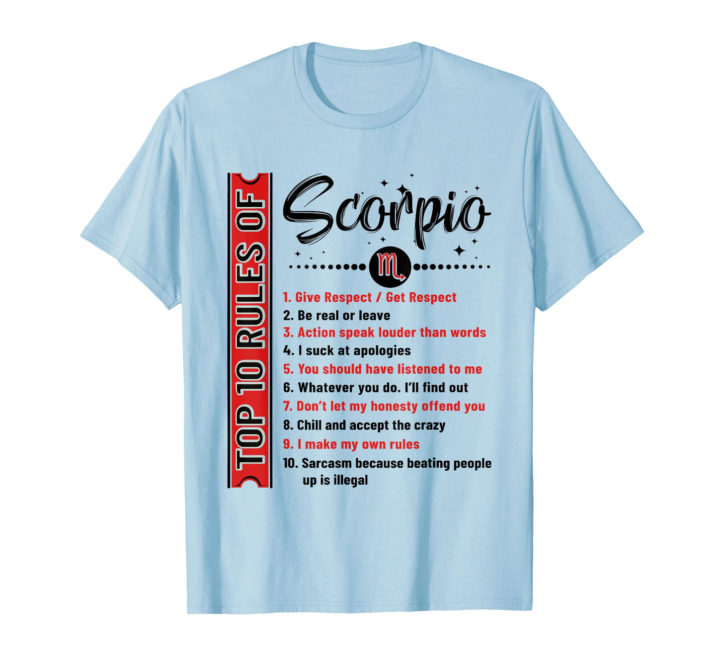 Scorpio Shirt Top 10 Rules Of Scorpio Birthday T-Shirt