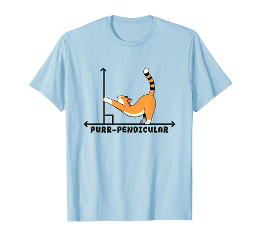 Cute Math Cat Lover Purr-Pendicular Kitten Math Pun Geometry T-Shirt