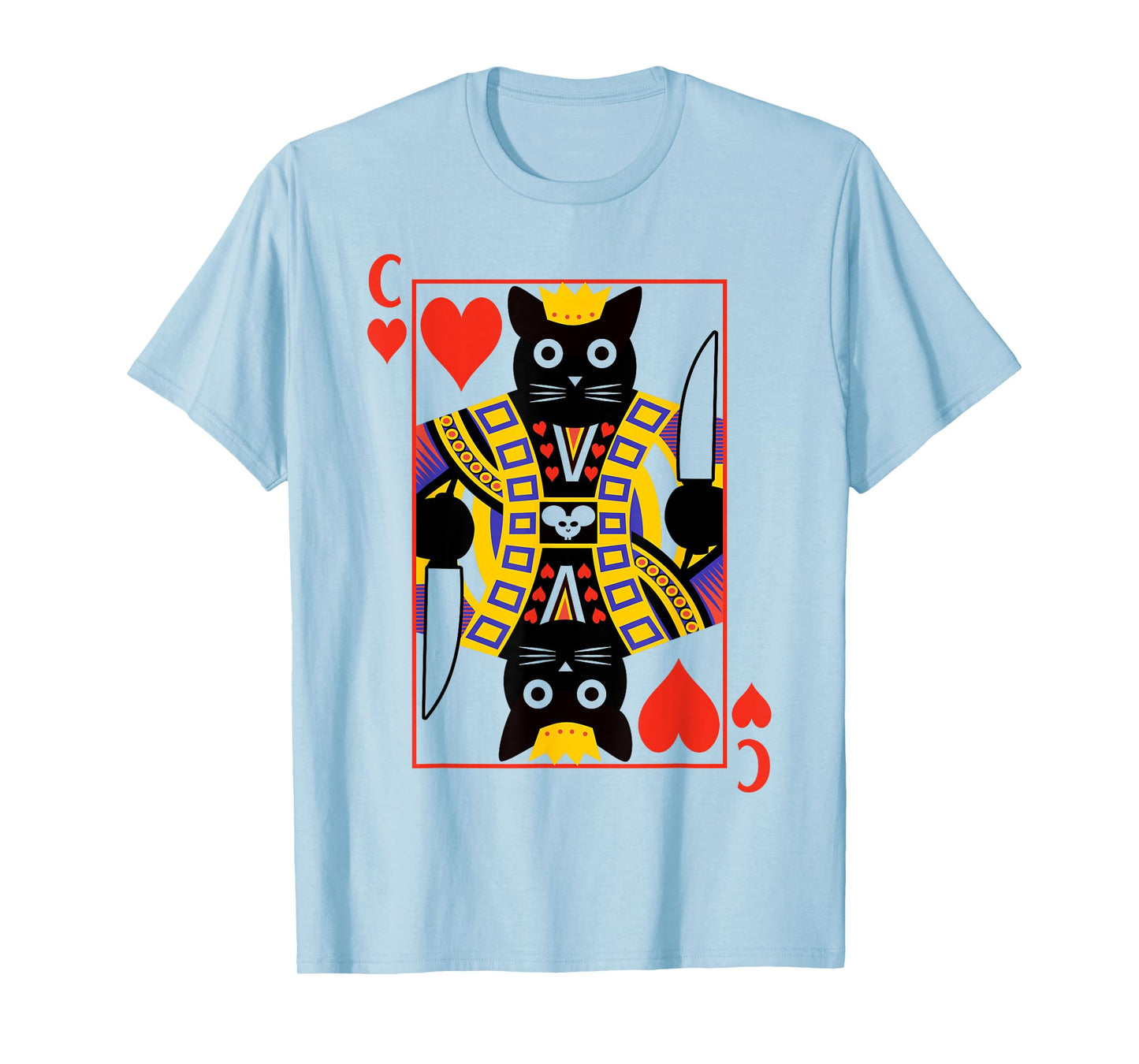 King Of Hearts Cat Poker Playing Card T-Shirt for Men Women