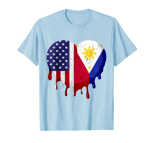 American Filipino Heritage Month Philippines Flag Heart T-Shirt