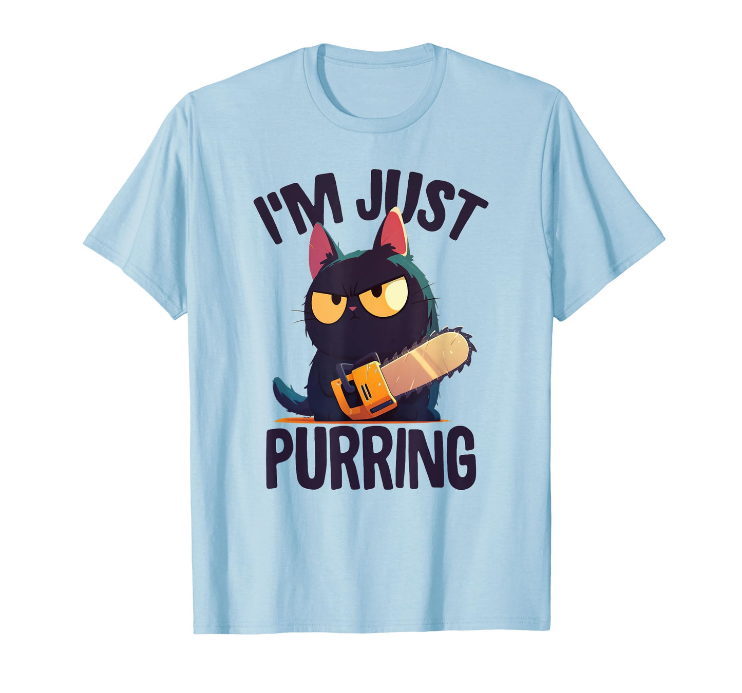 Funny Halloween Cat With Chainsaw, Murderous Black Cat T-Shirt