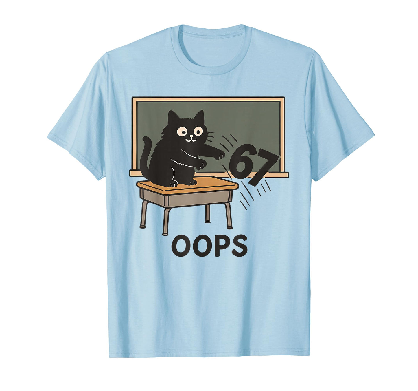 Oops Funny Anti 67 Teacher Six Seven Cute Cat Teacher T-Shirt