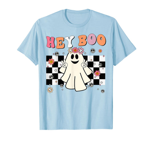 Cute Hey Boo Ghost Women Girl Toddler Funny Halloween Groovy T-Shirt