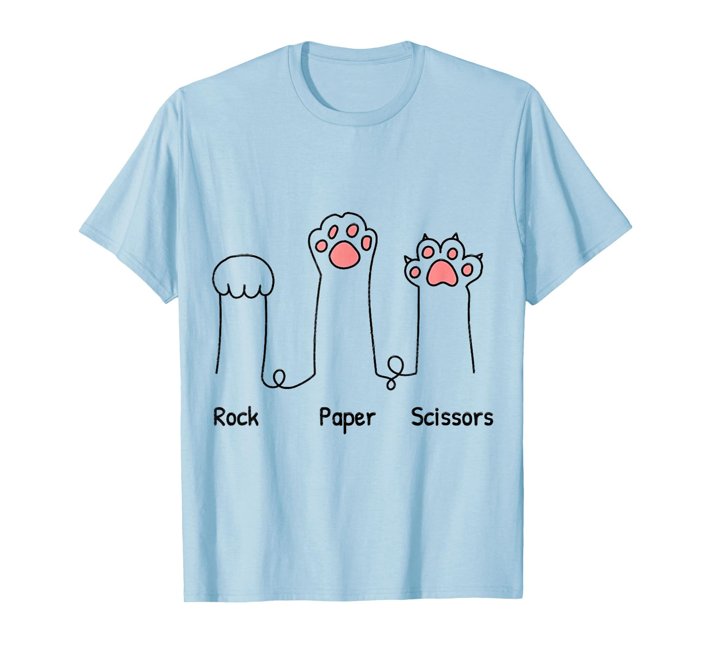 Rock Paper Scissors Hand Game Cute Paw Funny Cat T-Shirt