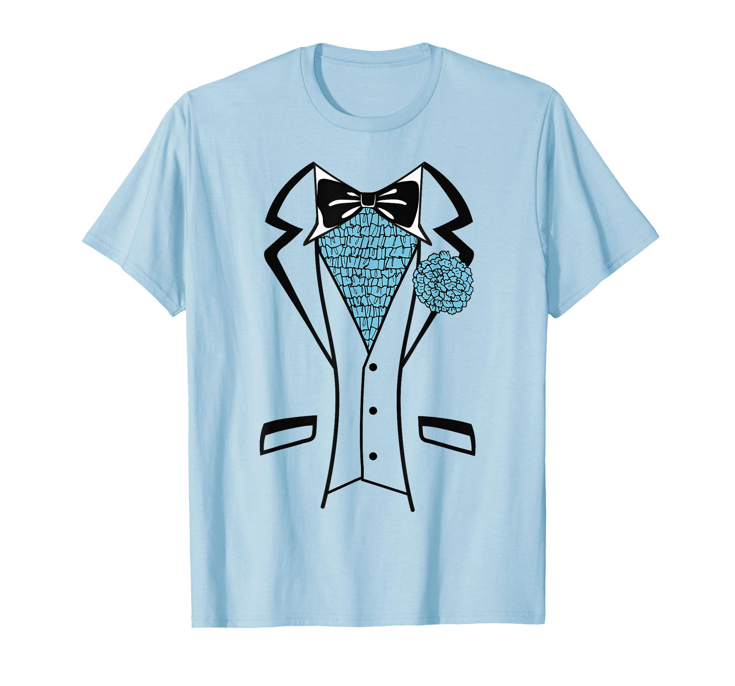 Tux T-Shirt with Blue Ruffles - Tuxedo Suit T-shirt T-Shirt