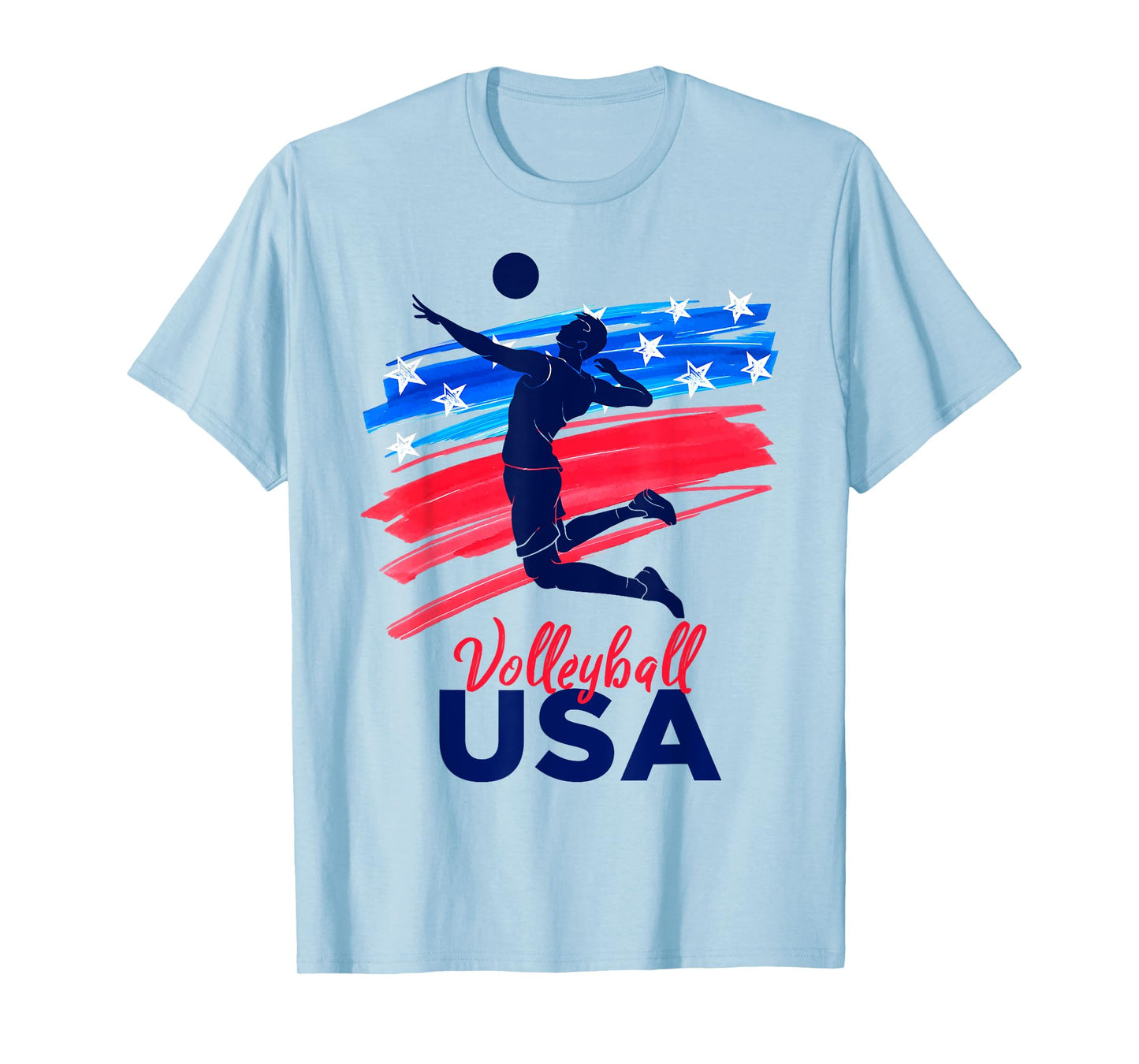 Mens Volleyball Support The Team Shirt USA Flag T-Shirt