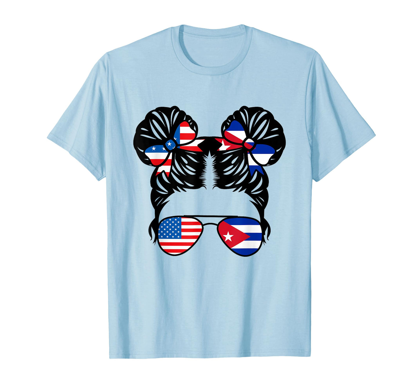 Half American Half Cuban Girl USA Cuba Flag Patriot T-Shirt