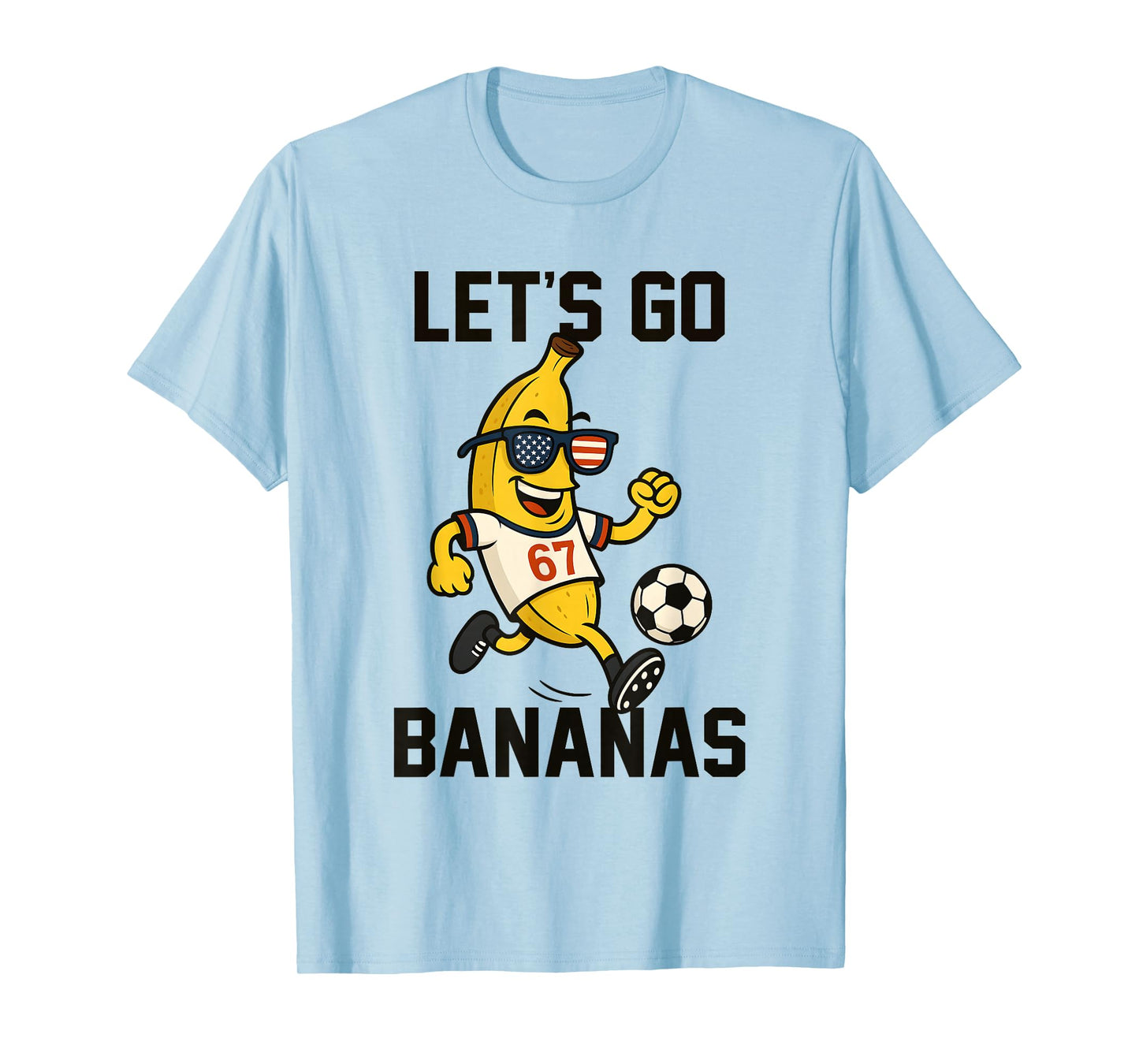 Banana Number 67 Soccer Player Kicking Ball USA Flag Glasses T-Shirt
