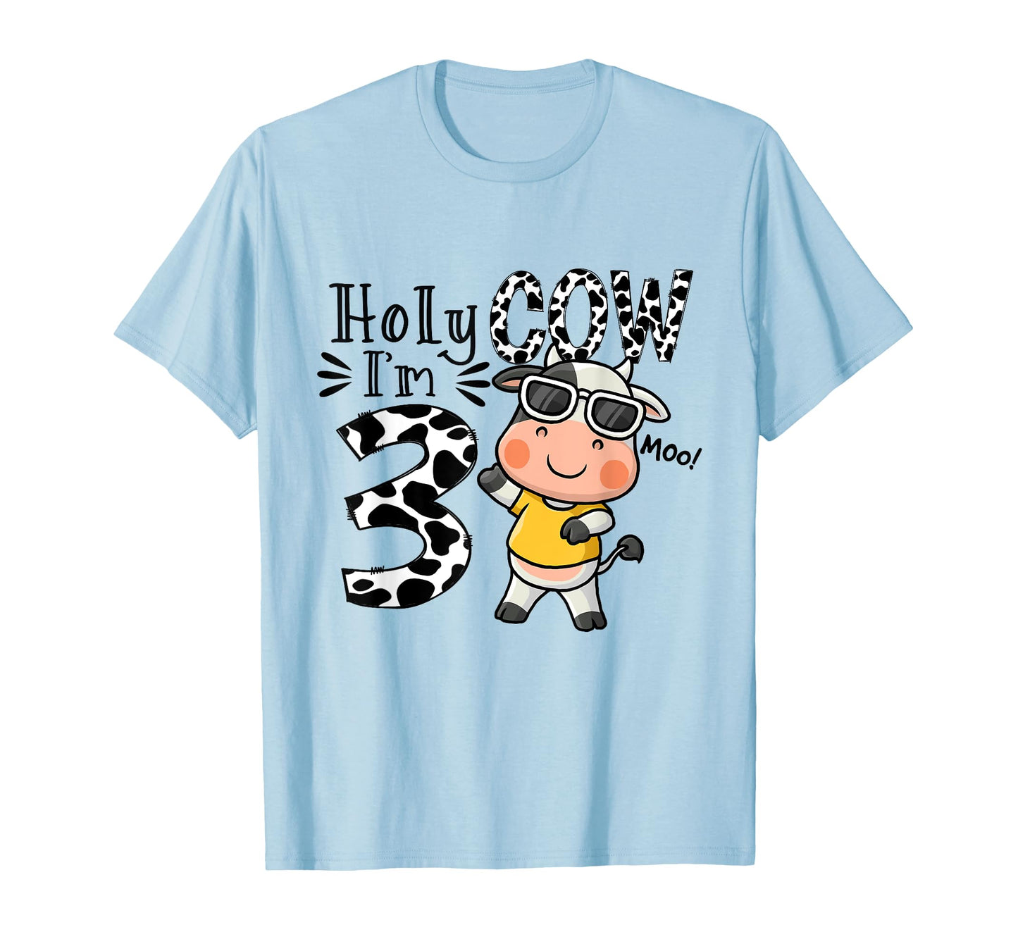 Cute Holy Cow I'm 3 Birthday Boy 3rd Cow Farm Animals Bday T-Shirt
