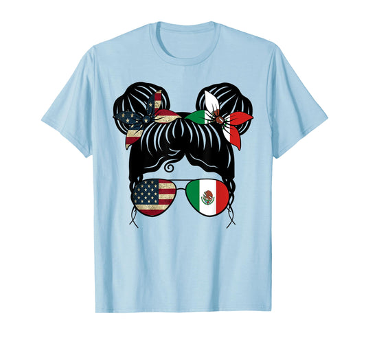Half American Half Mexican Girl USA Mexico Flag Kids T-Shirt