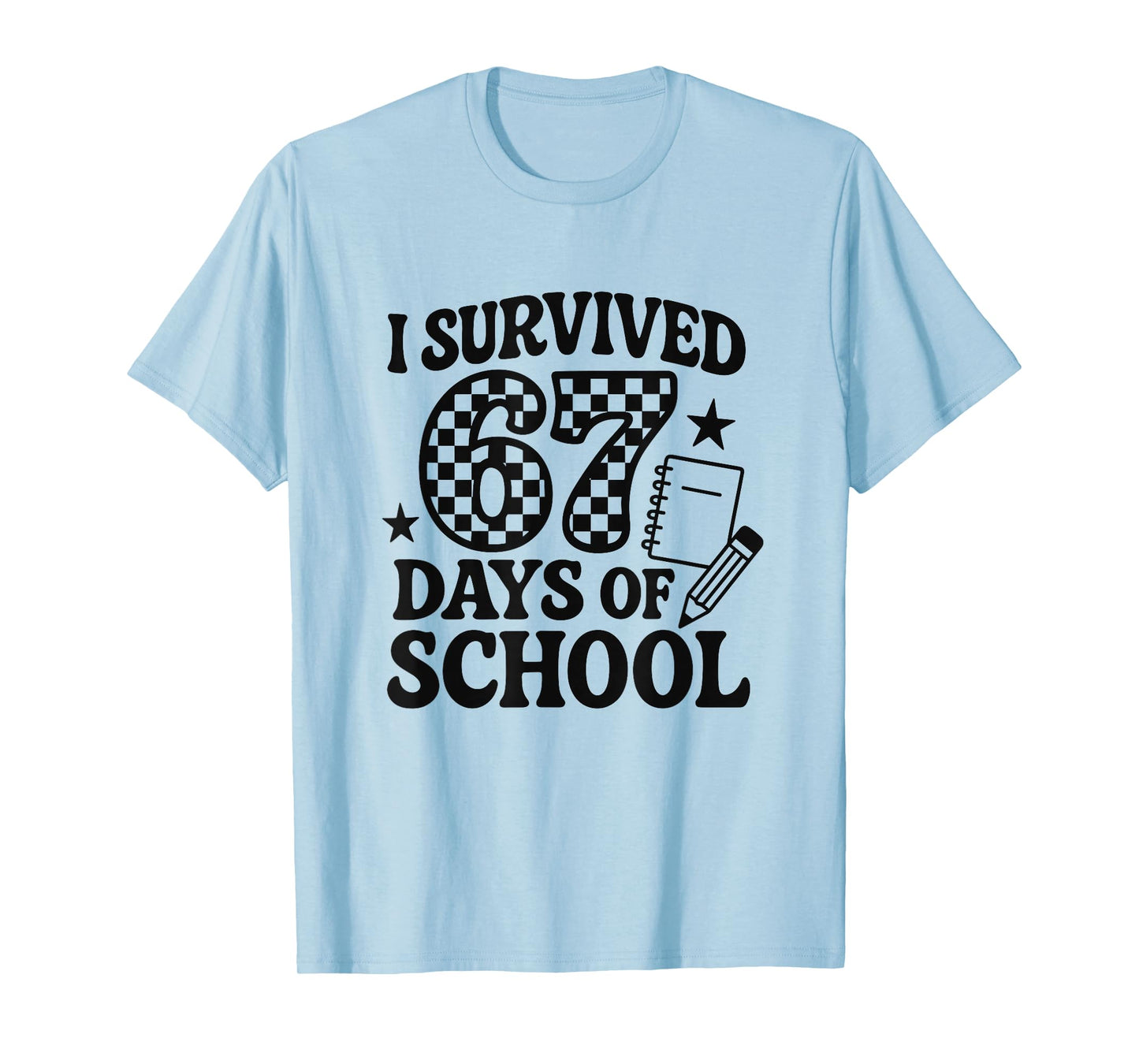 67 Days of School Groovy Checkered T-Shirt