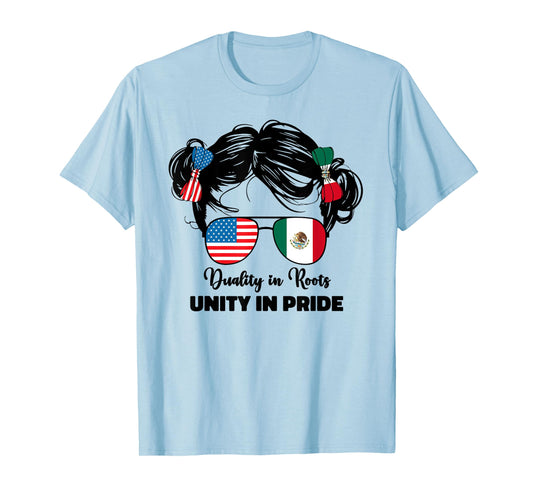 Half Mexican and American Mexico America USA Flag Kids Girls T-Shirt
