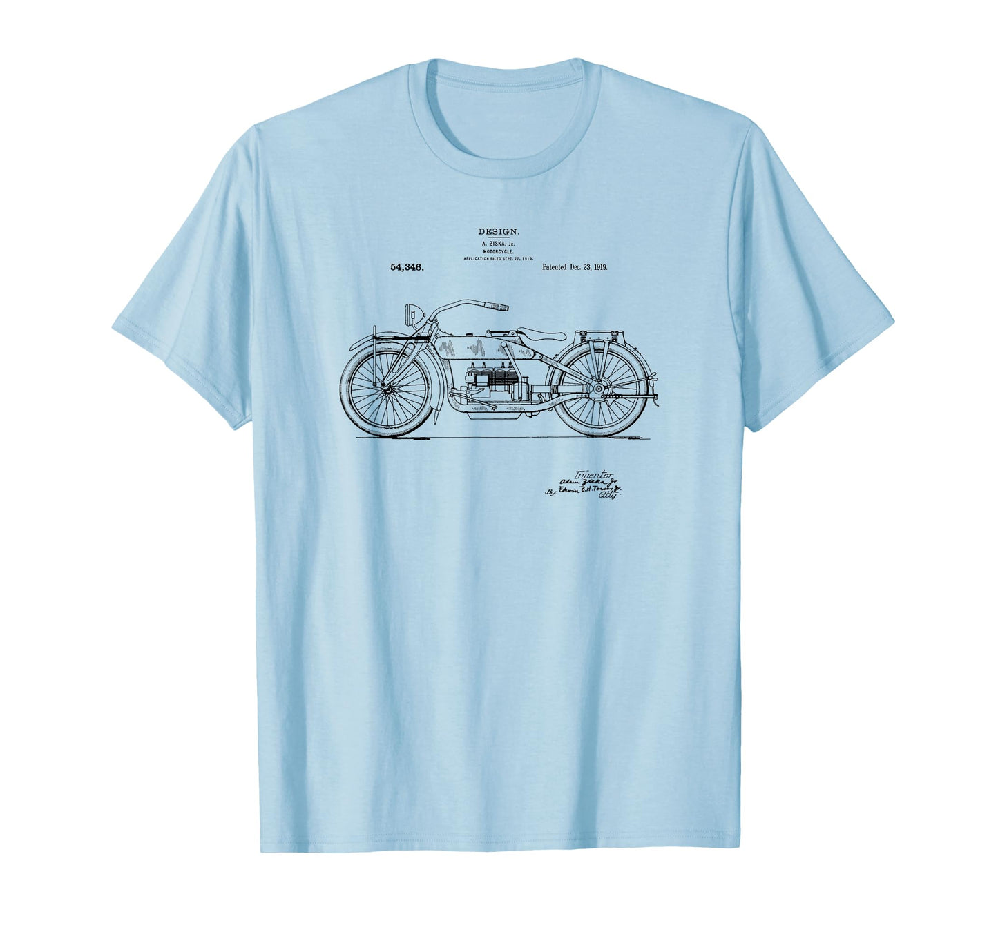 Classic Vintage Patent Print 1919 Motorcycle T-Shirt