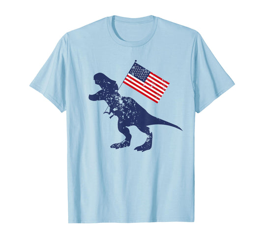 Awesome America American Dino Flag July 4th USA Dinosaur T-Shirt