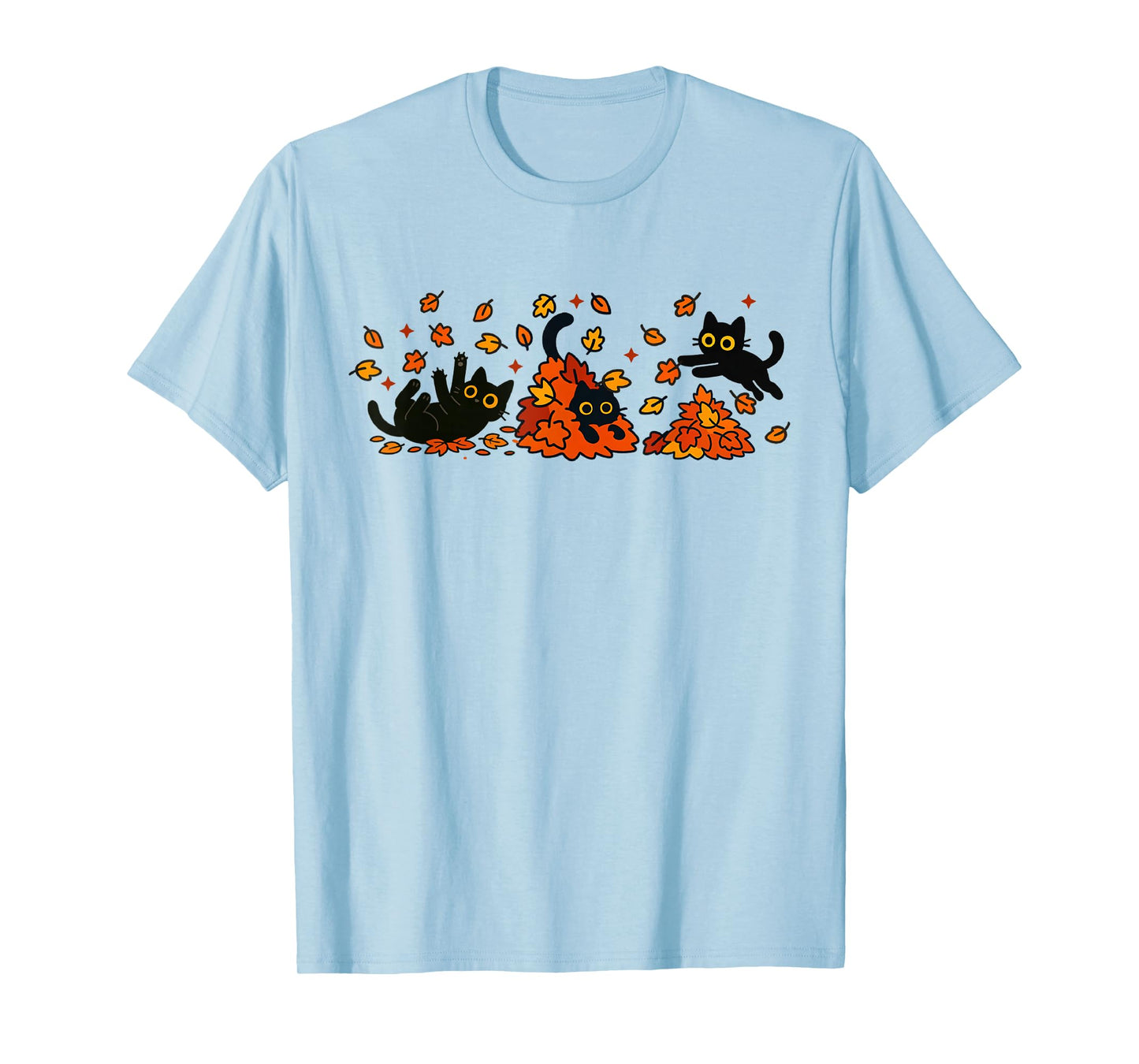Cute Black Cats in Autumn Fall Pumpkin Cozy Funny Cat Lover T-Shirt