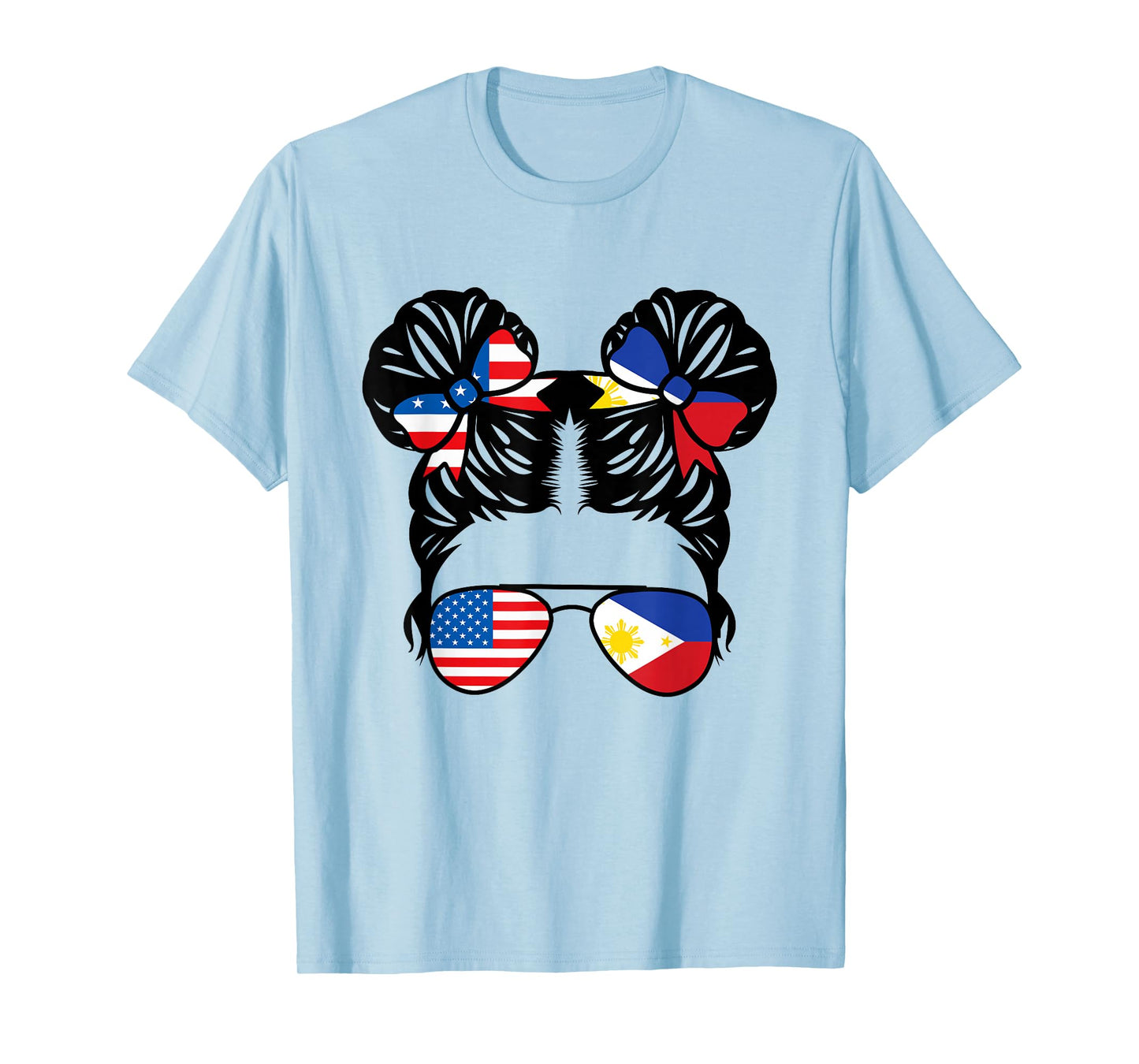 Half American Half Filipino Girl USA Philippine Flag Patriot T-Shirt Small