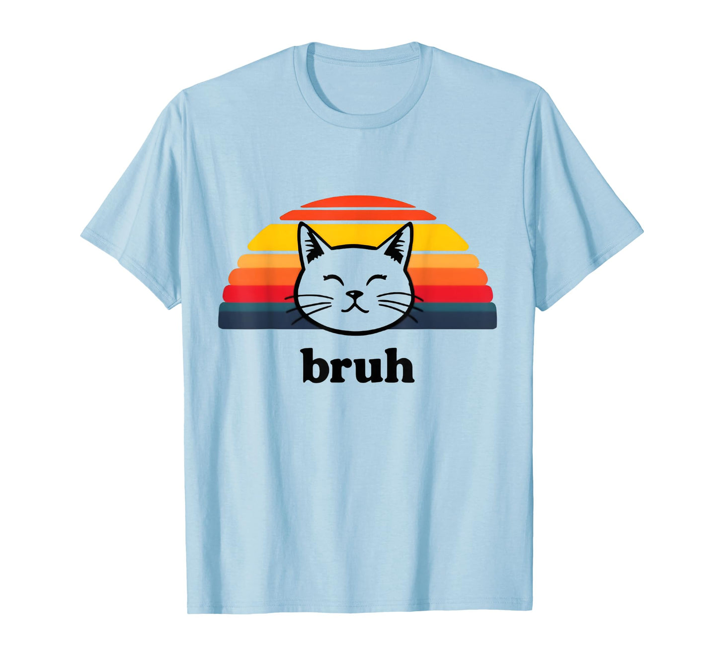 Funny Meme saying Bruh with Cat Greetings Teens Boys Men T-Shirt