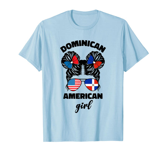 Half Dominican and American Dominicana USA Flag Kids Girl T-Shirt