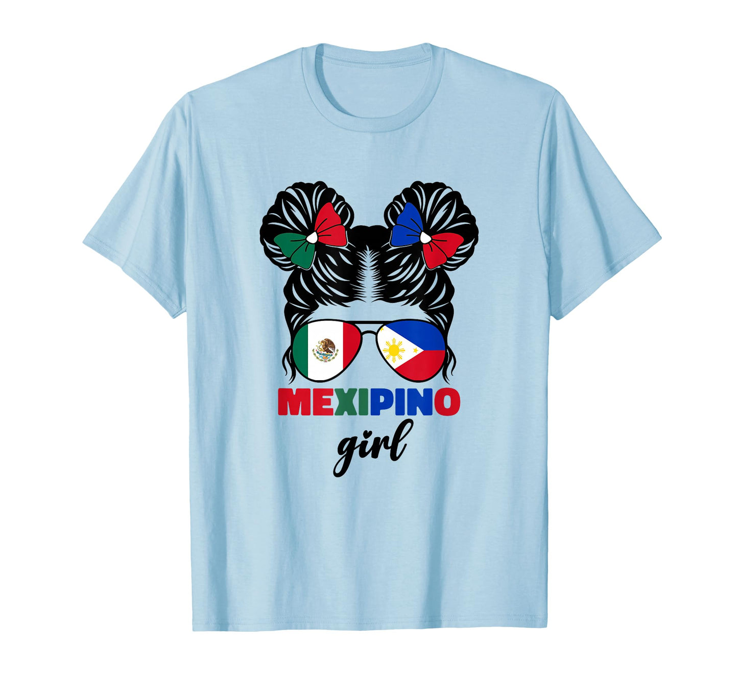 Half Mexican and Filipino Mexico Flag Mexipino Girl Kids Pun T-Shirt