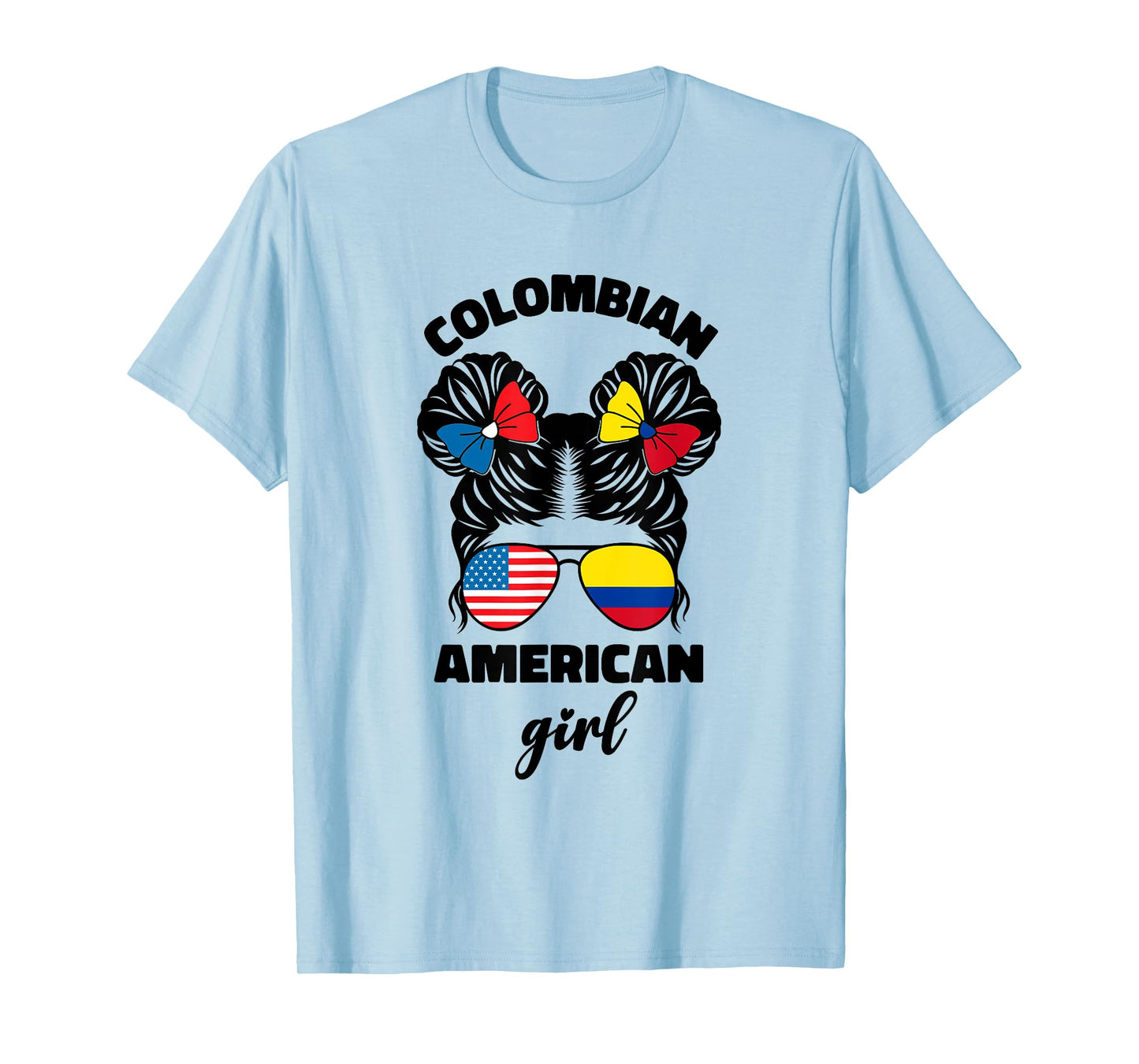 Half American and Colombian USA Colombia Flag Kids Girls T-Shirt